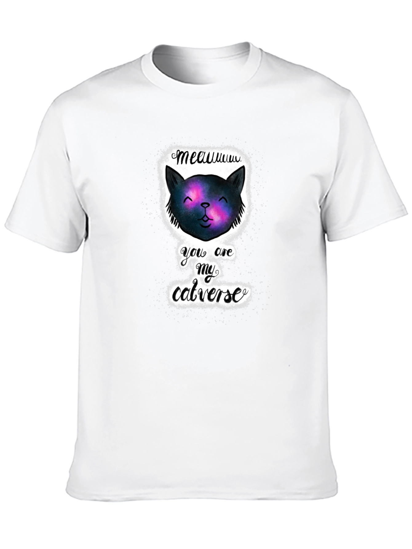 Cosmic Cat Universe Black T-Shirt