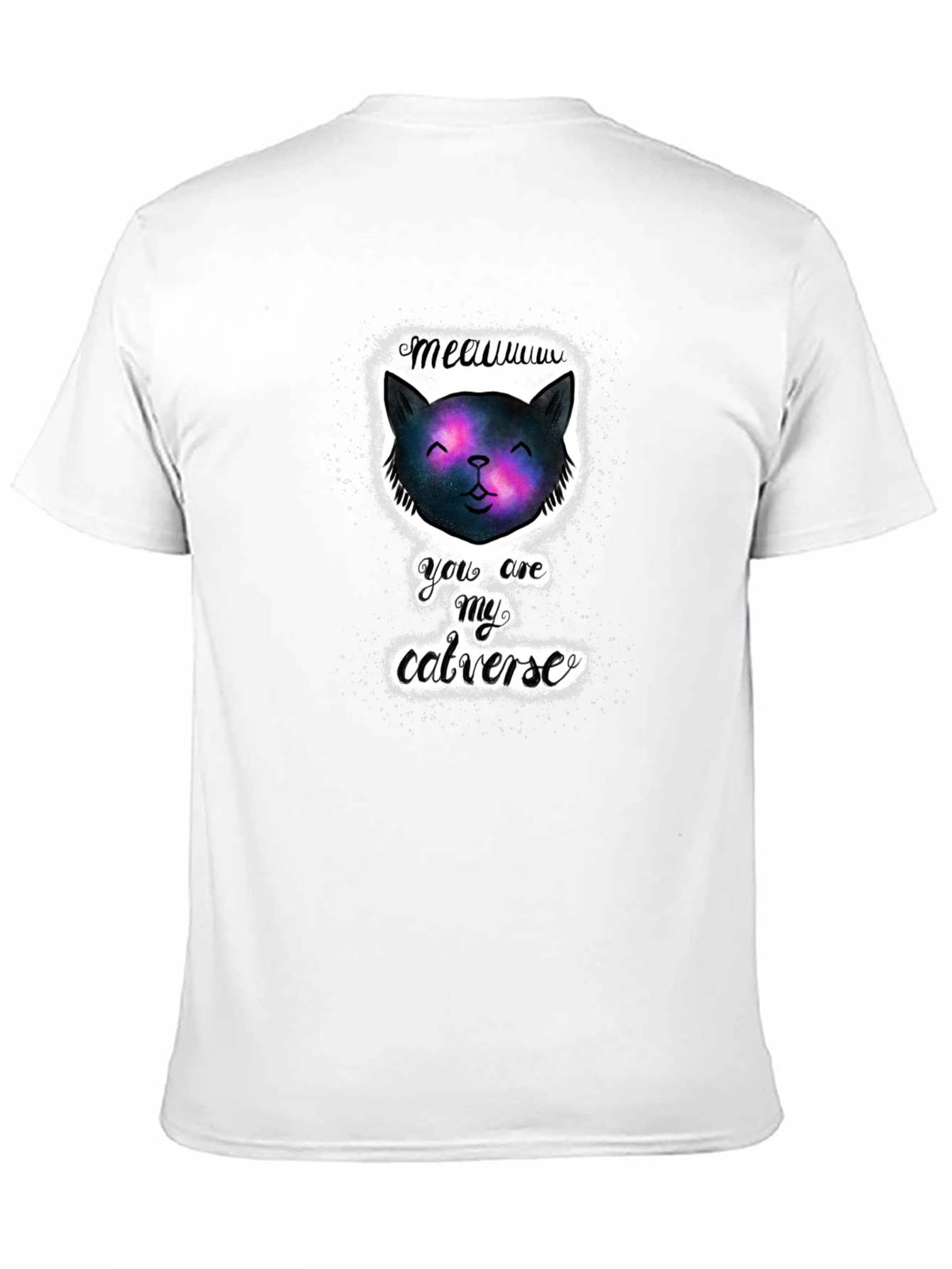 Cosmic Cat Universe Black T-Shirt