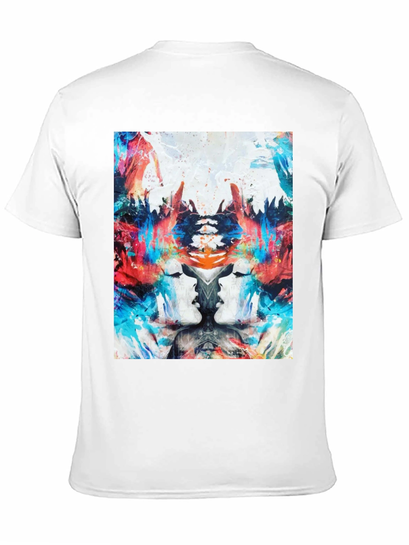 Abstract Face Print Black T-Shirt