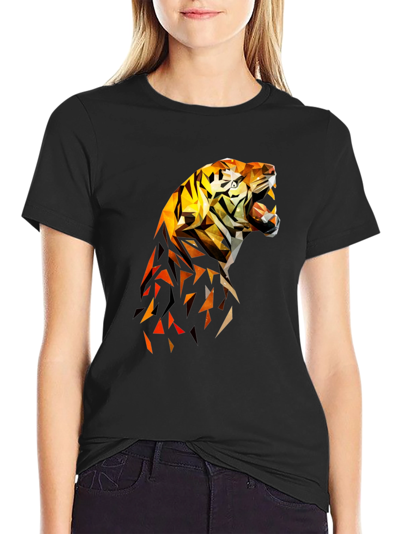 Geometric Tiger Graphic Tee - Cool Design Shirt
