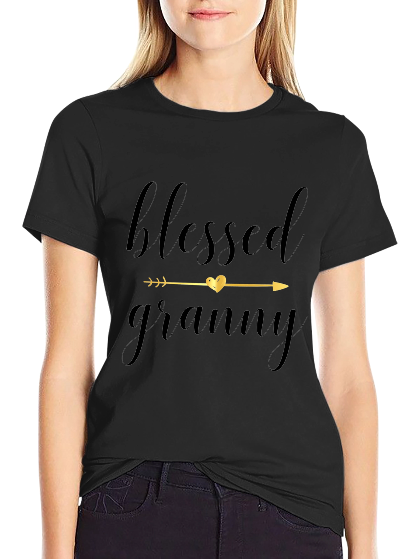 Blessed Granny Graphic Tee - Black Cotton Comfort
