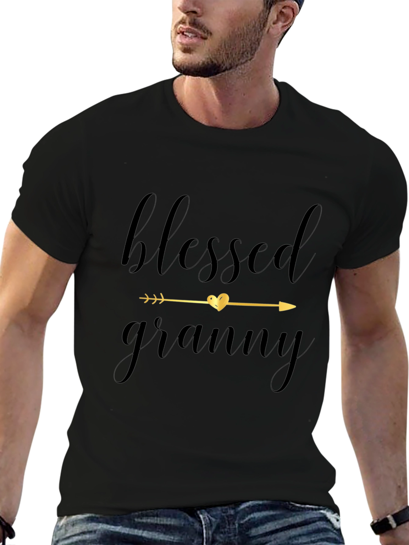 Blessed Granny Graphic Tee - Black Cotton Comfort
