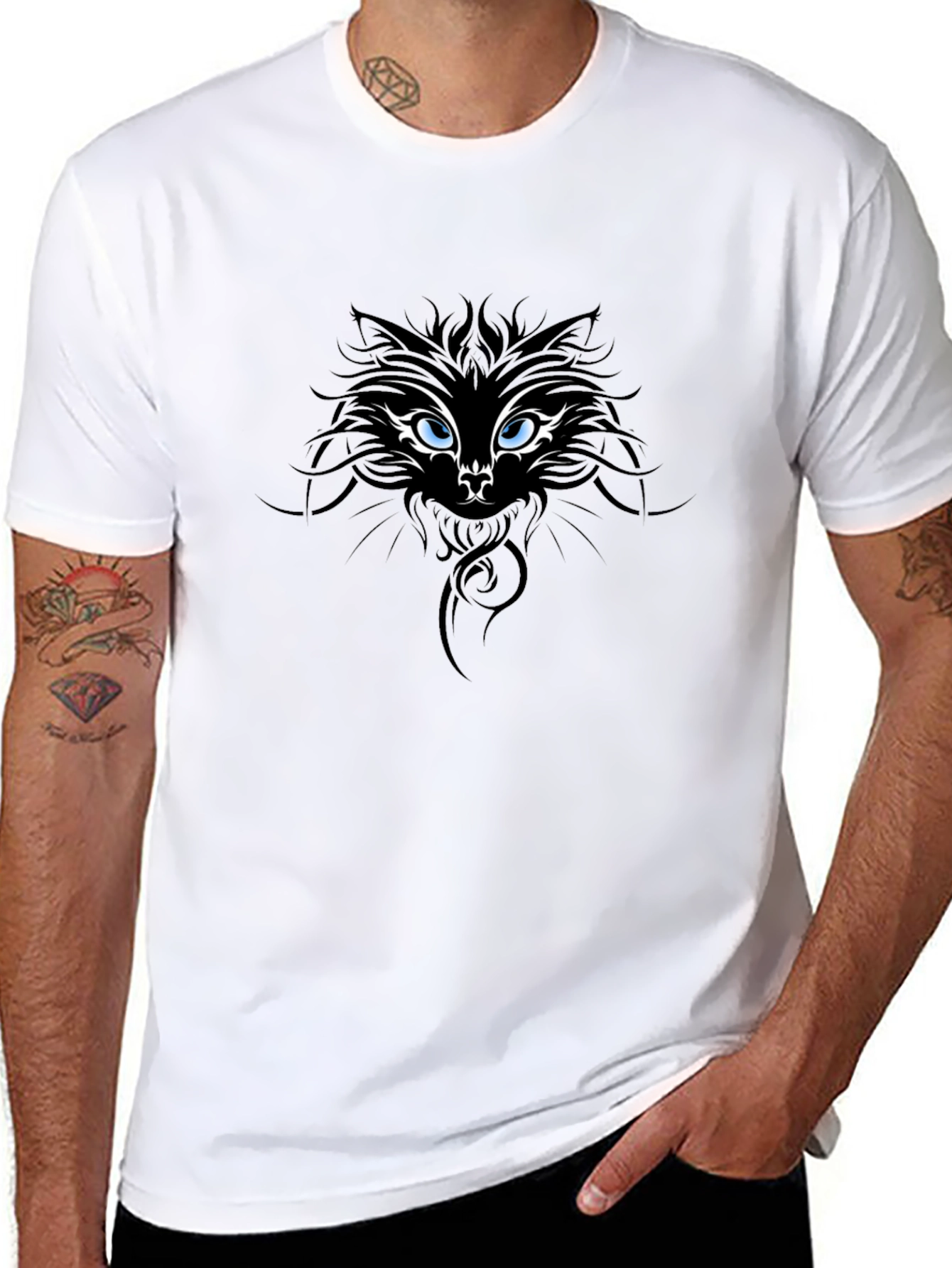 Mens Black Cat Graphic Tee