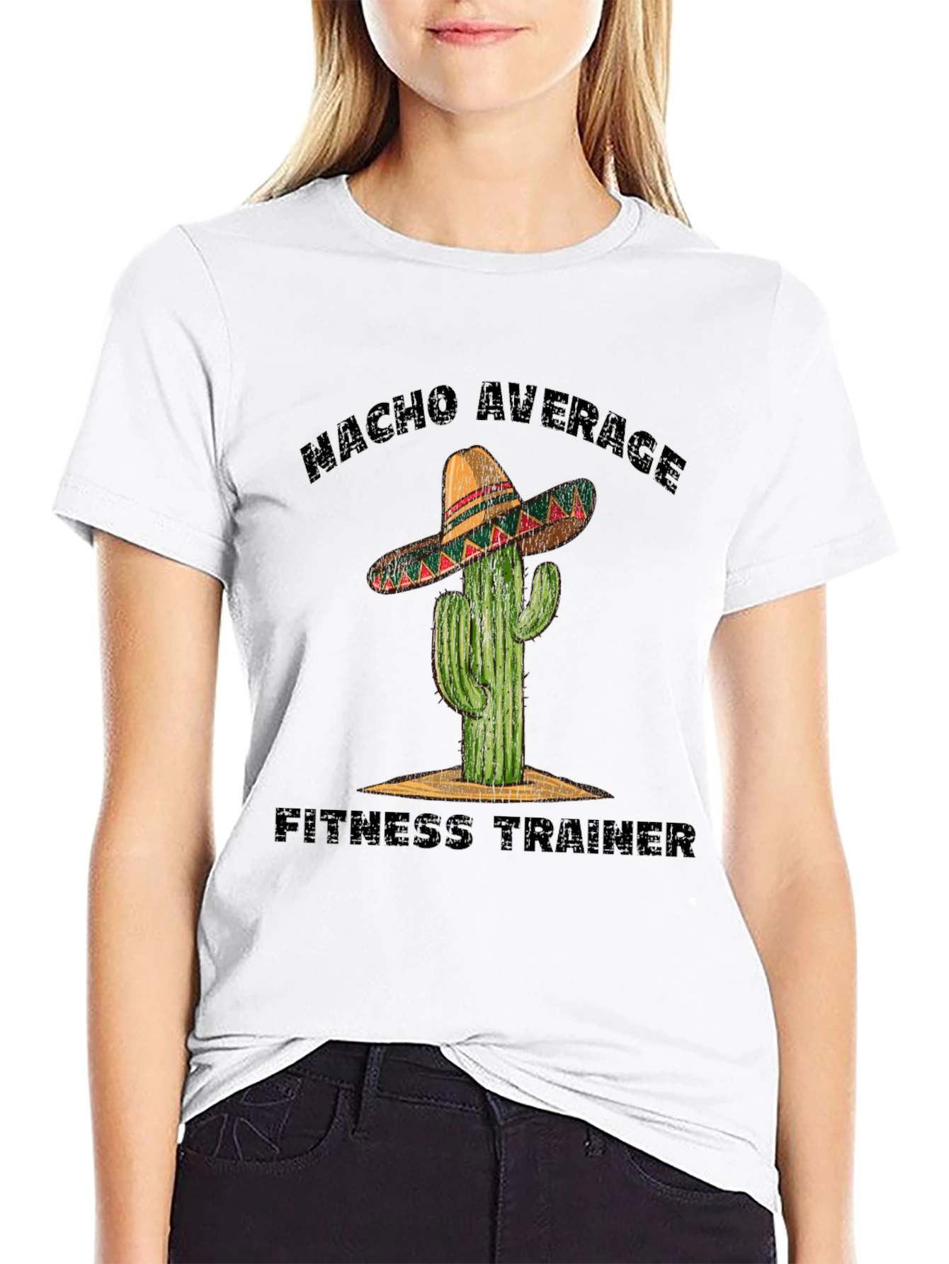 Nacho Average Fitness Trainer Black Graphic Tee
