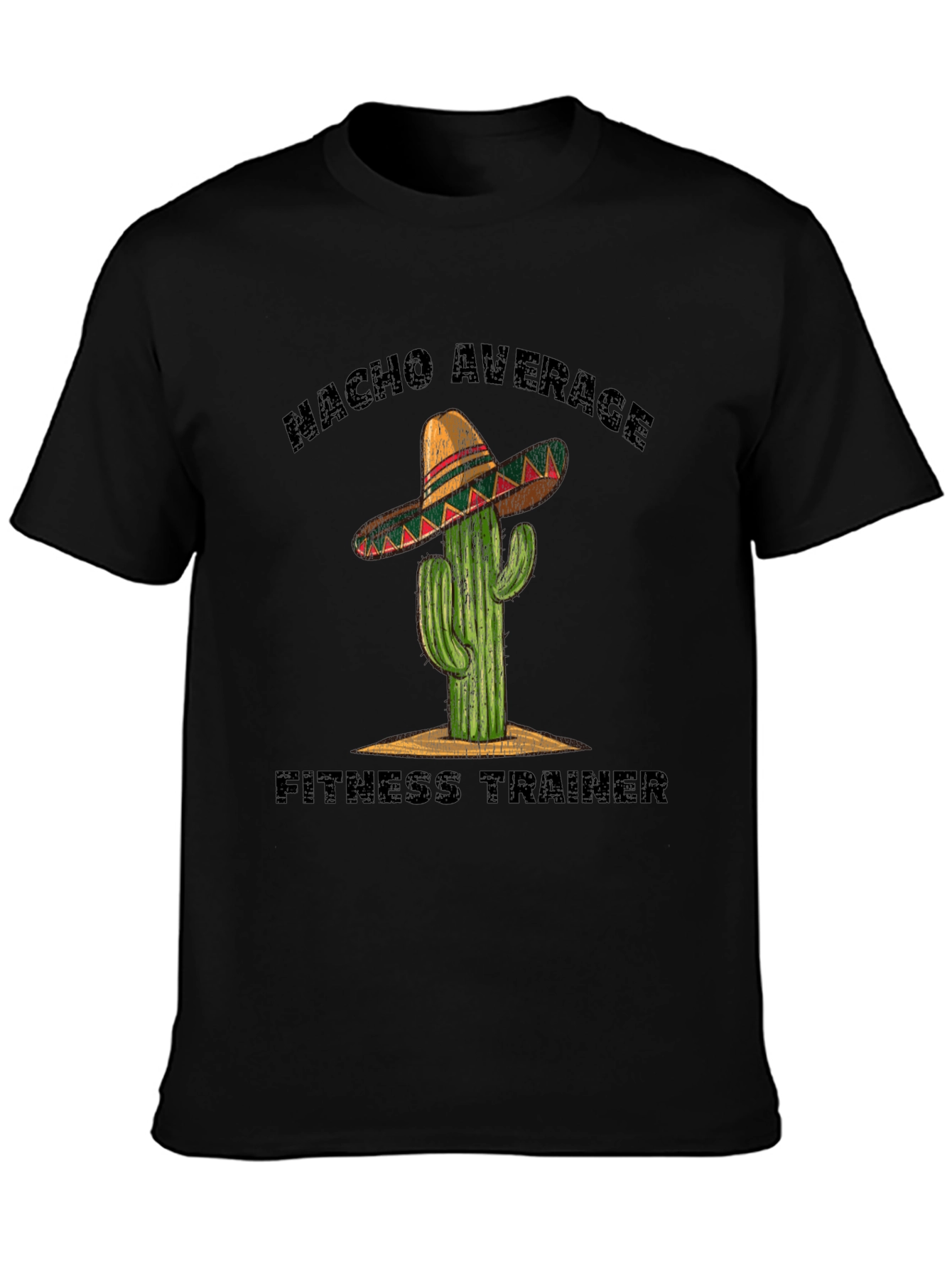 Nacho Average Fitness Trainer Black Graphic Tee