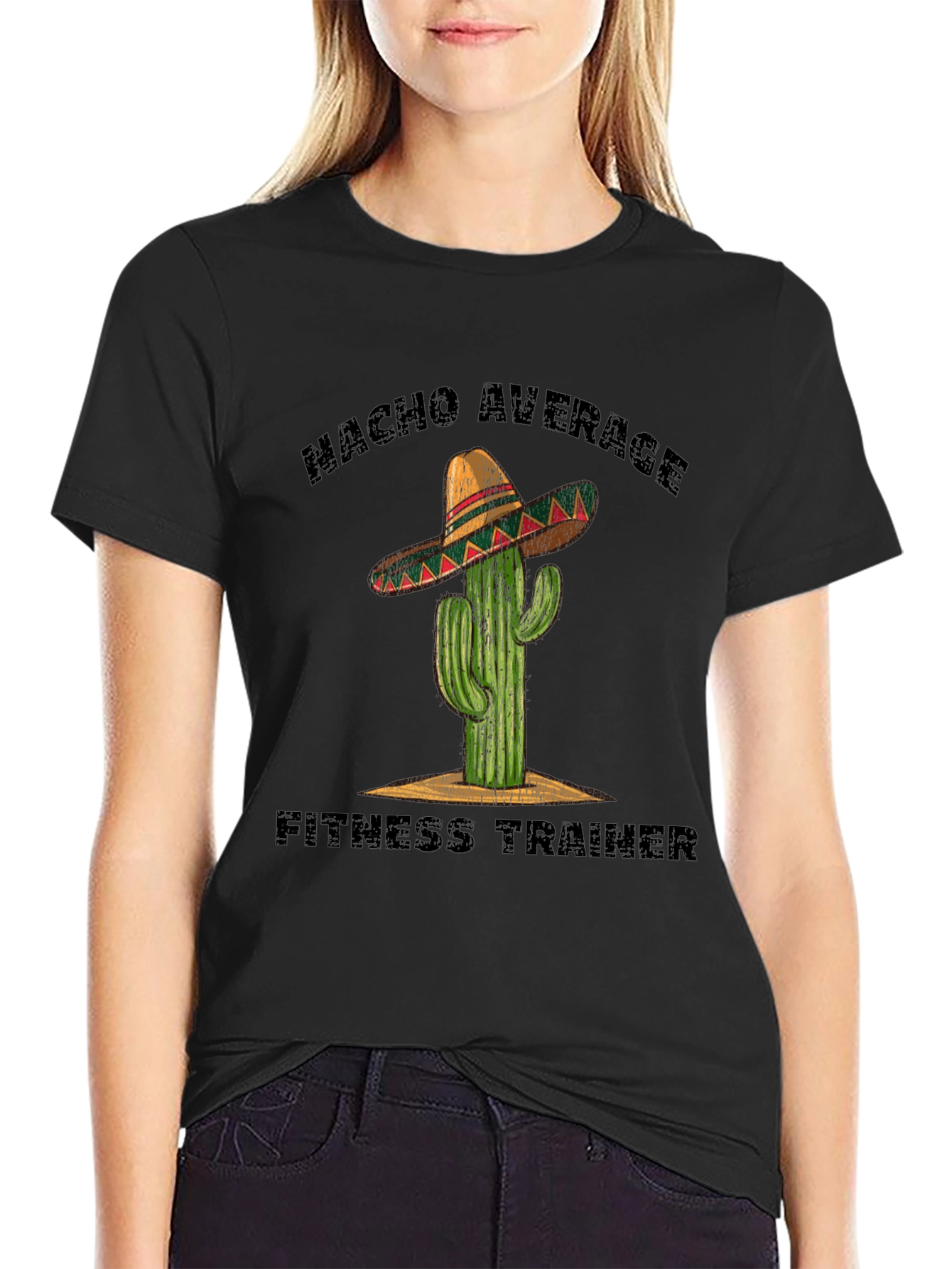 Nacho Average Fitness Trainer Black Graphic Tee
