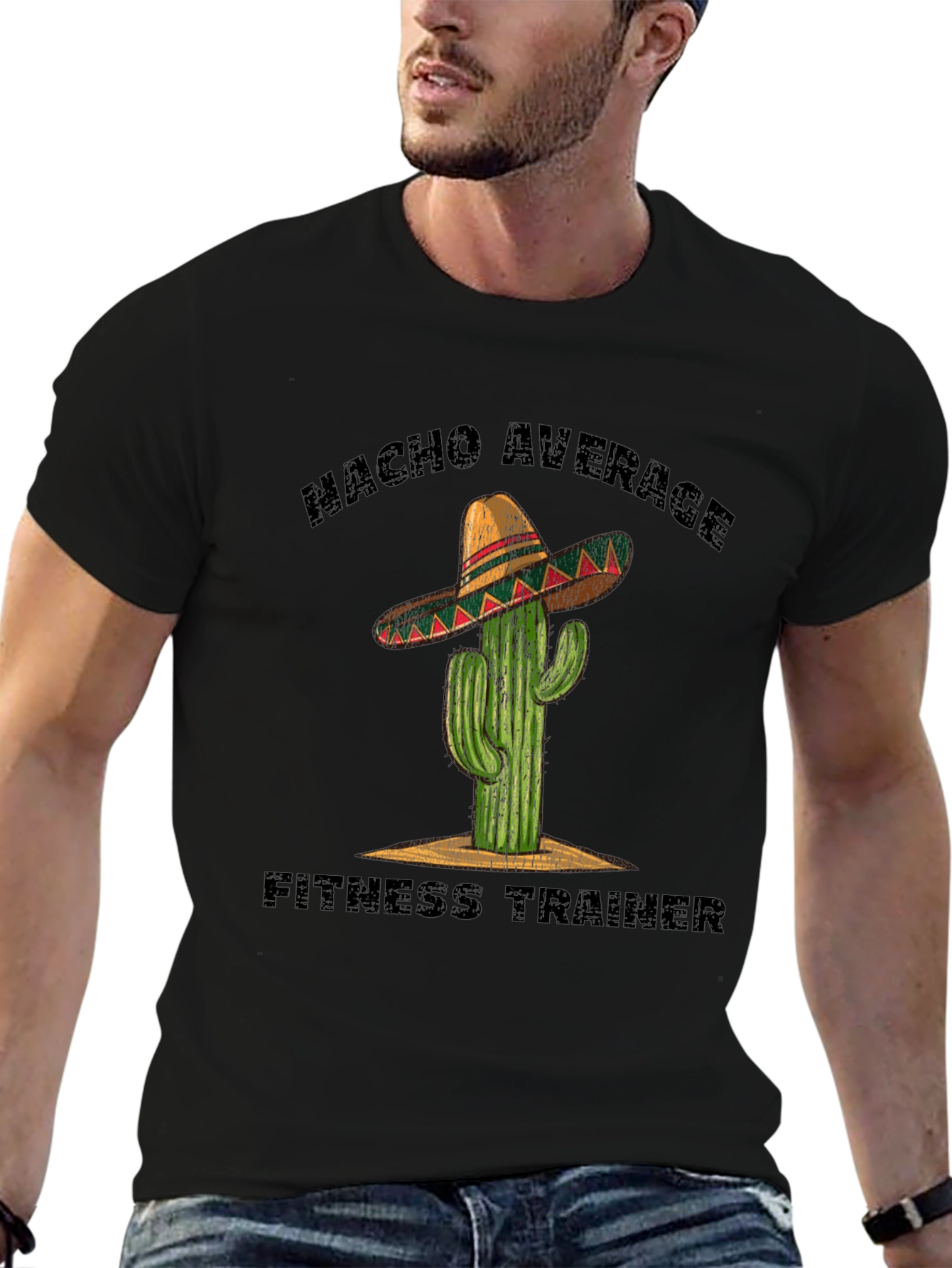 Nacho Average Fitness Trainer Black Graphic Tee