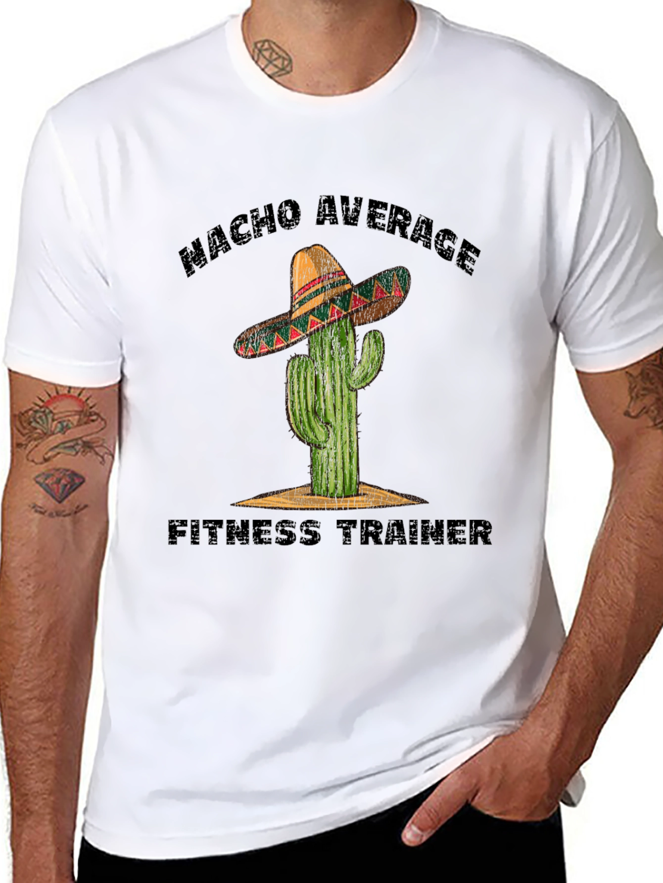 Nacho Average Fitness Trainer Black Graphic Tee