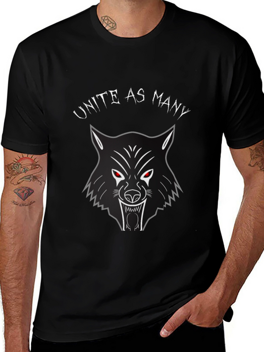 Unite As Many Wolf Graphic Tee - Black Cotton Blend
