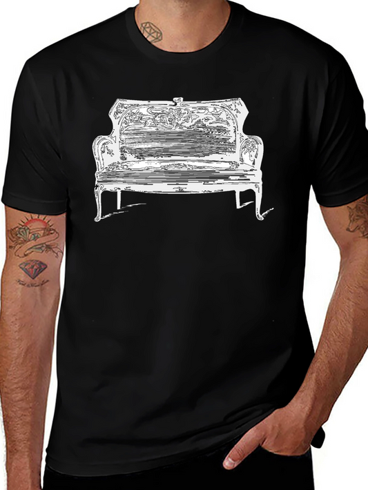 Vintage Piano Sketch Graphic T-Shirt