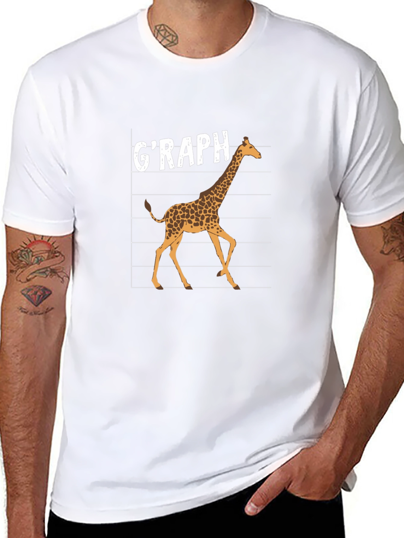 Graph Giraffe Graphic T-Shirt - Black Cotton Tee