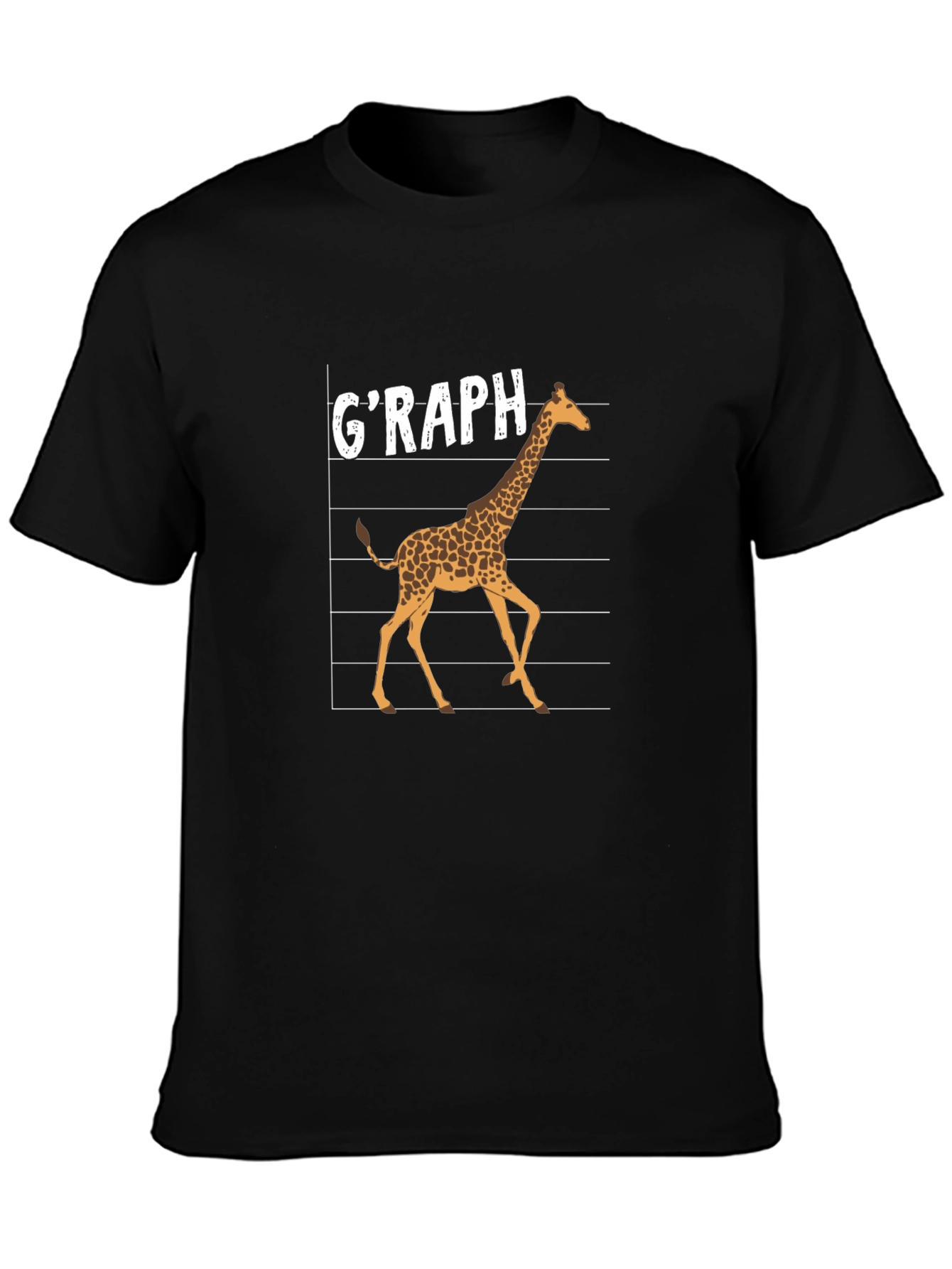 Graph Giraffe Graphic T-Shirt - Black Cotton Tee