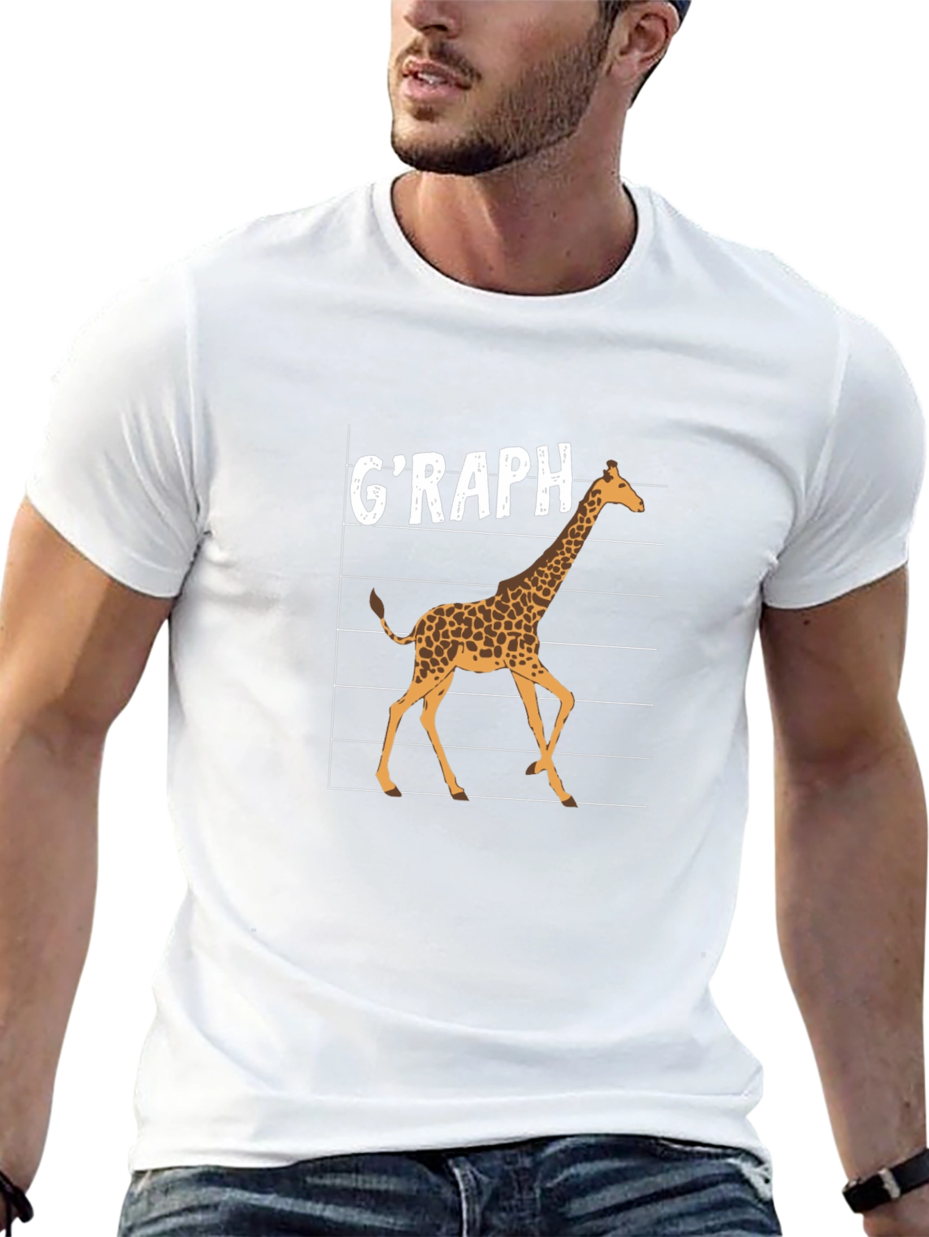 Graph Giraffe Graphic T-Shirt - Black Cotton Tee