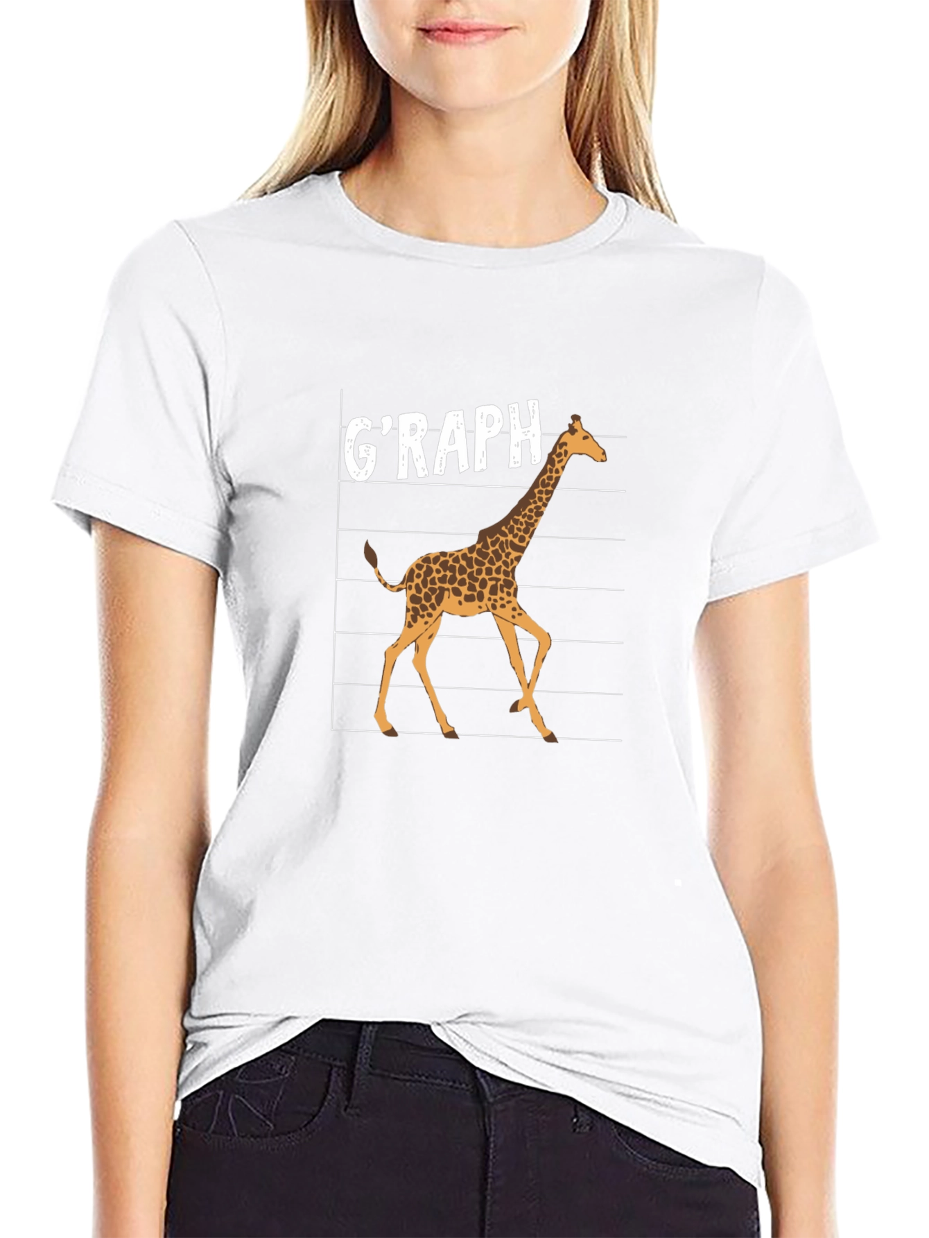 Graph Giraffe Graphic T-Shirt - Black Cotton Tee