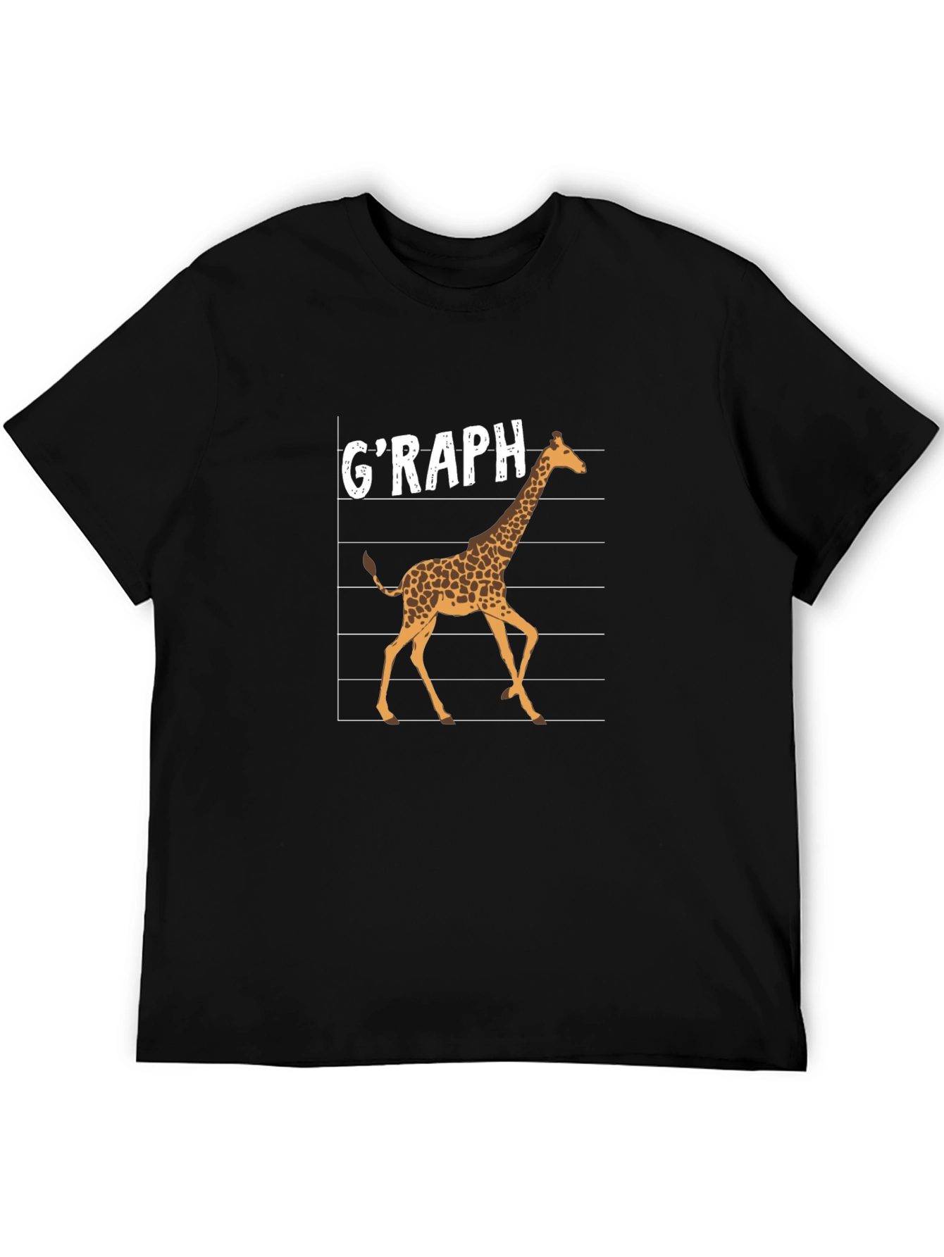Graph Giraffe Graphic T-Shirt - Black Cotton Tee