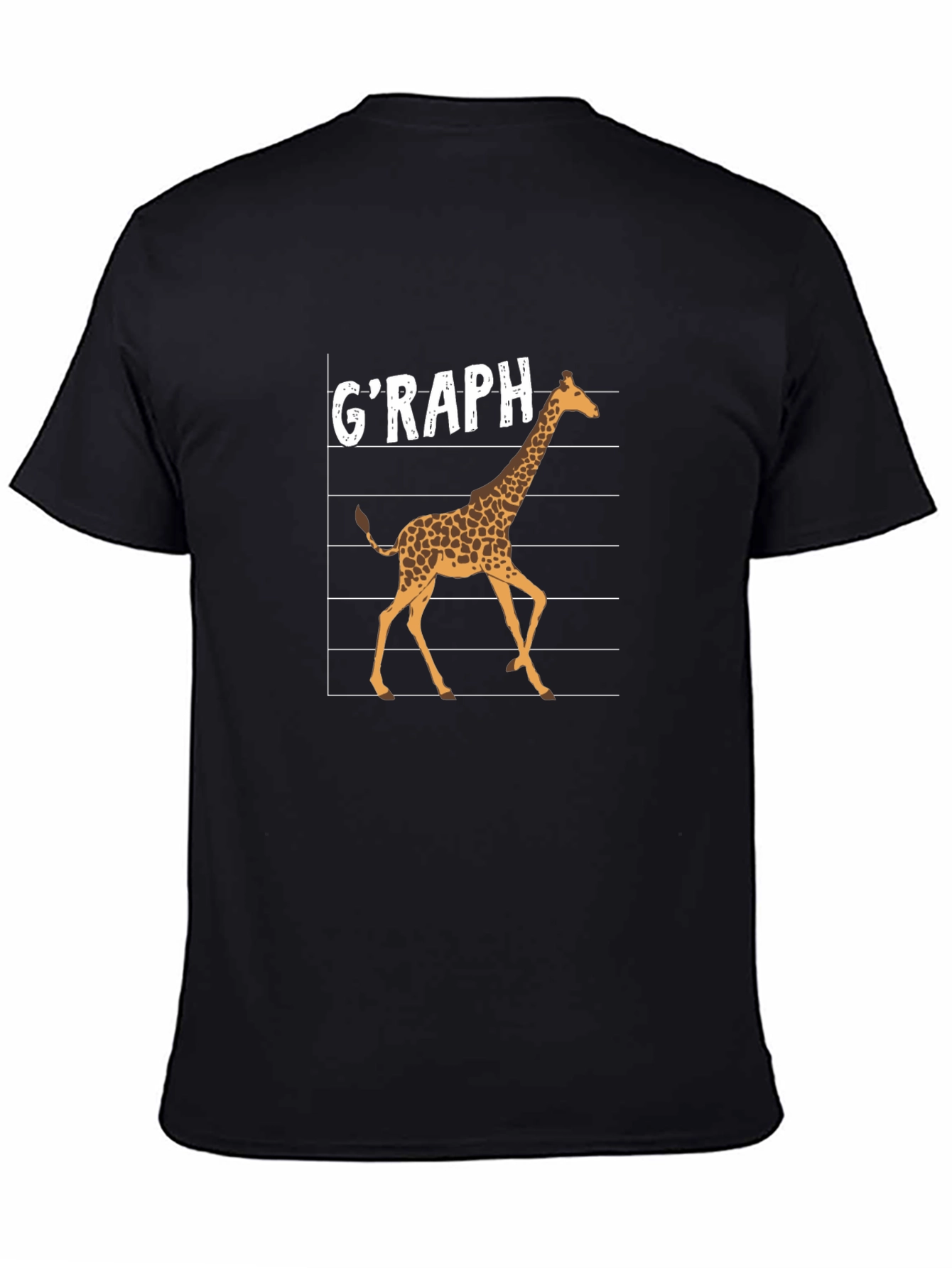 Graph Giraffe Graphic T-Shirt - Black Cotton Tee