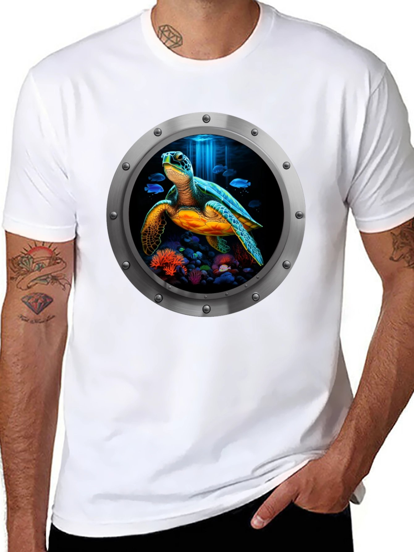 Sea Turtle Porthole Graphic T-Shirt