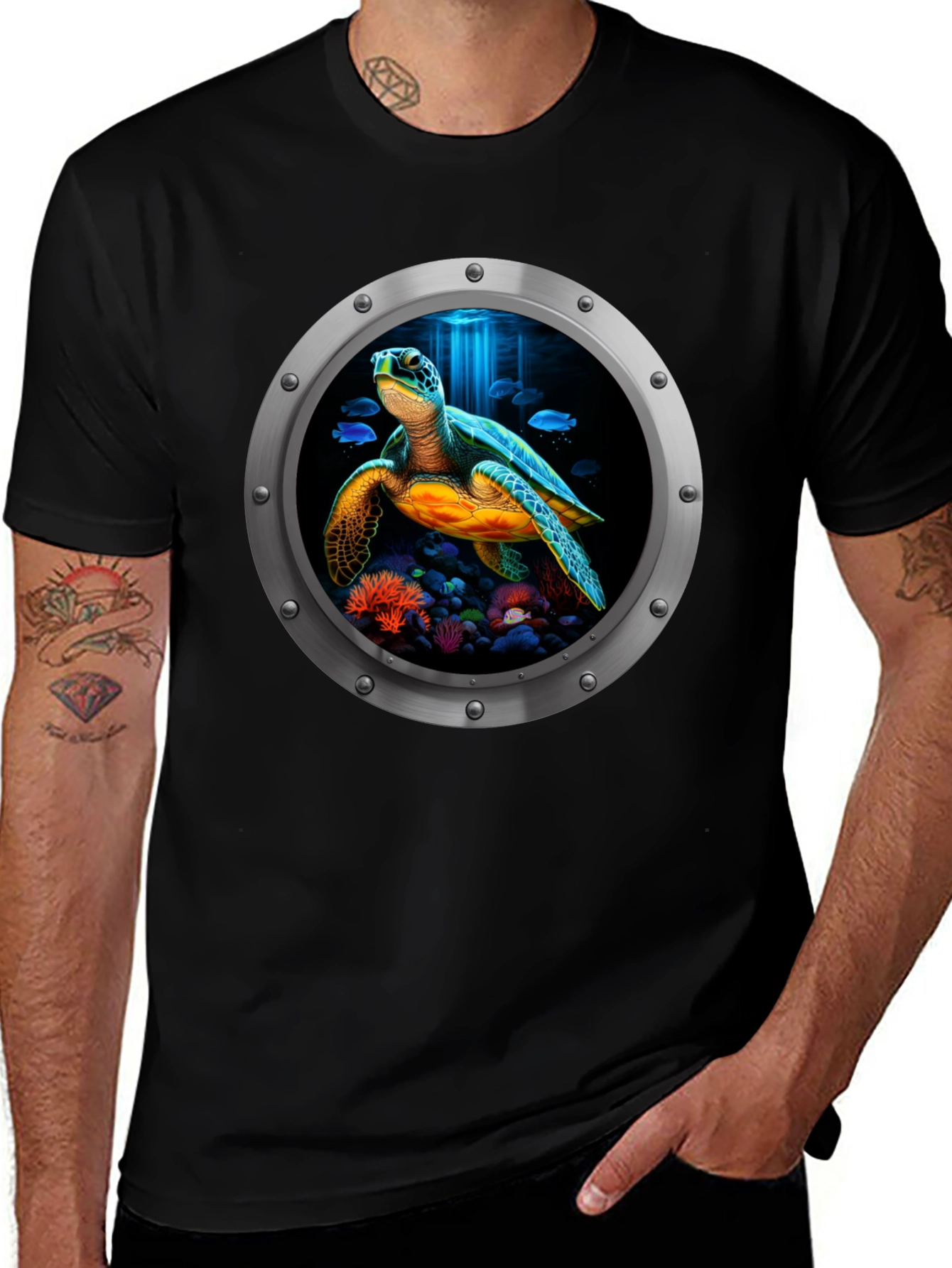 Sea Turtle Porthole Graphic T-Shirt