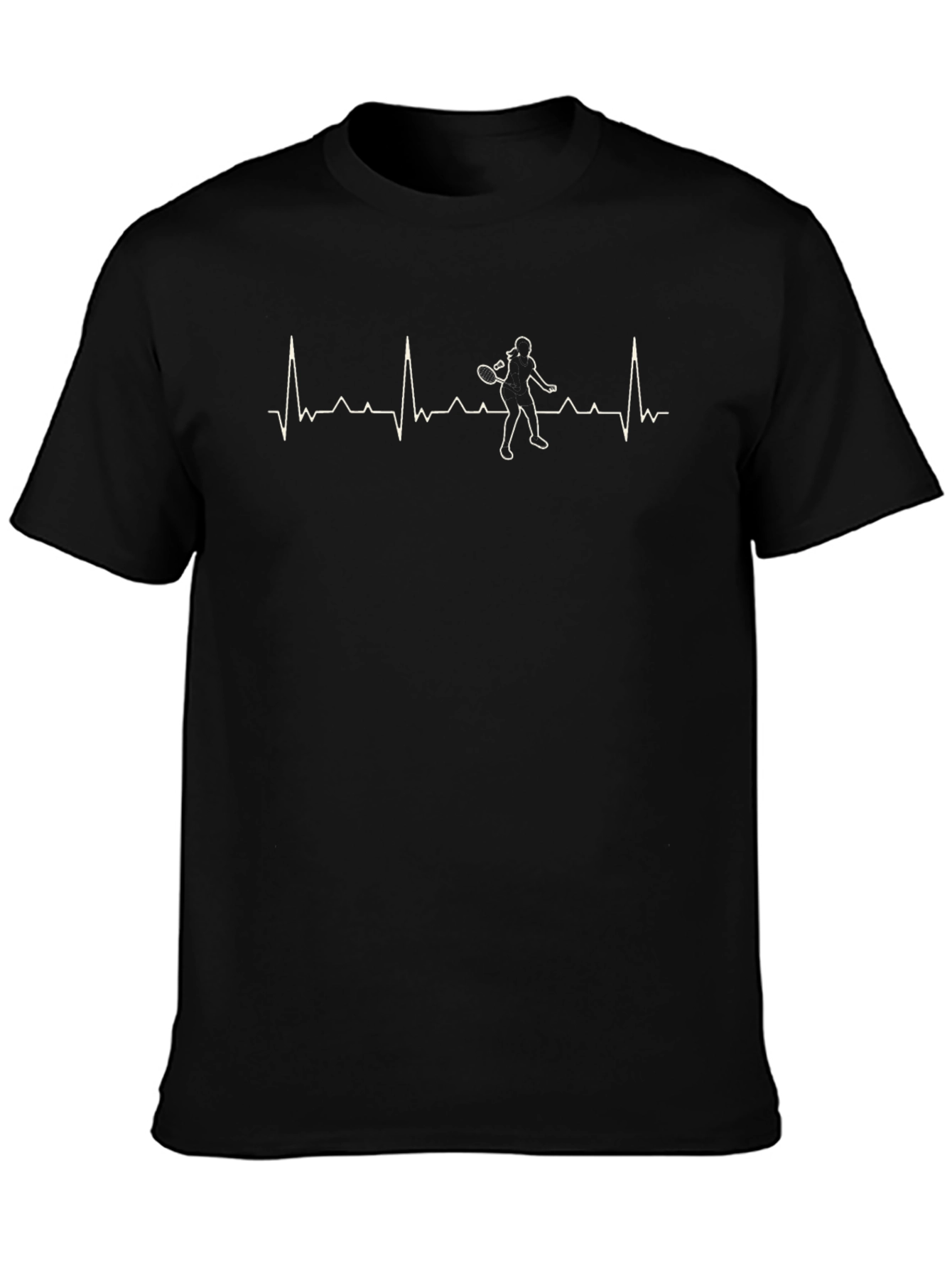 Tennis Heartbeat T-Shirt - Black Graphic Tee