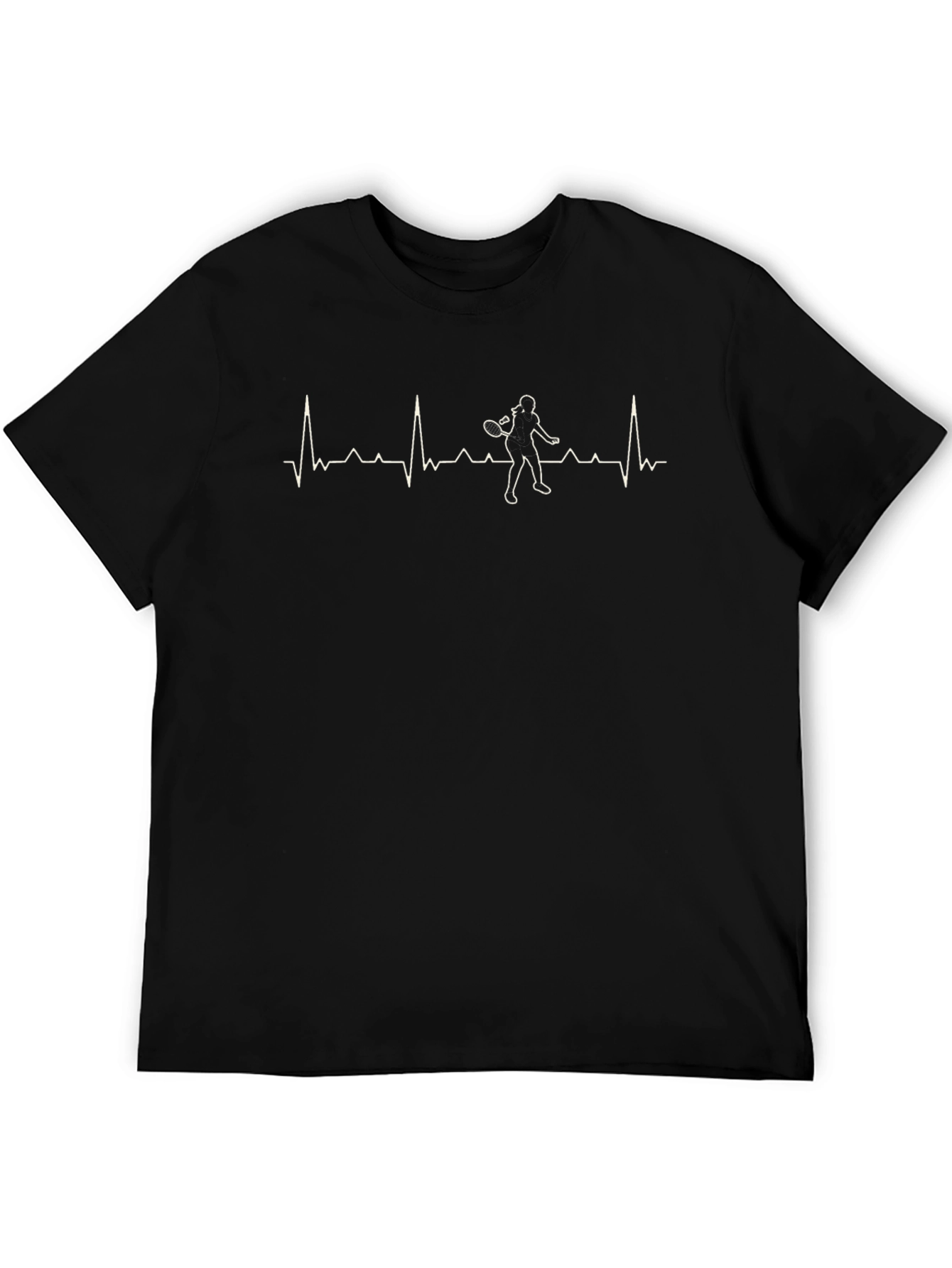 Tennis Heartbeat T-Shirt - Black Graphic Tee