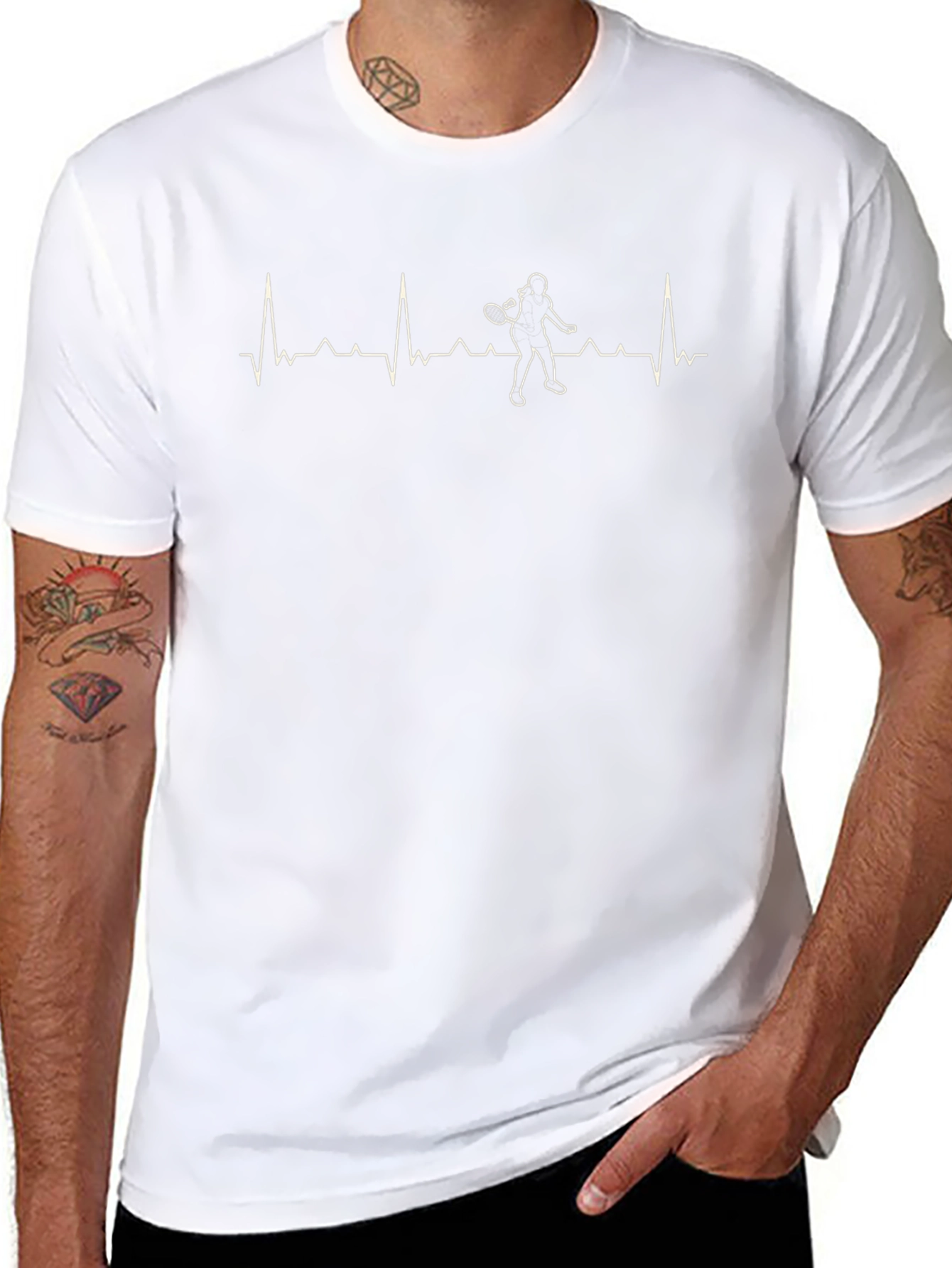 Tennis Heartbeat T-Shirt - Black Graphic Tee