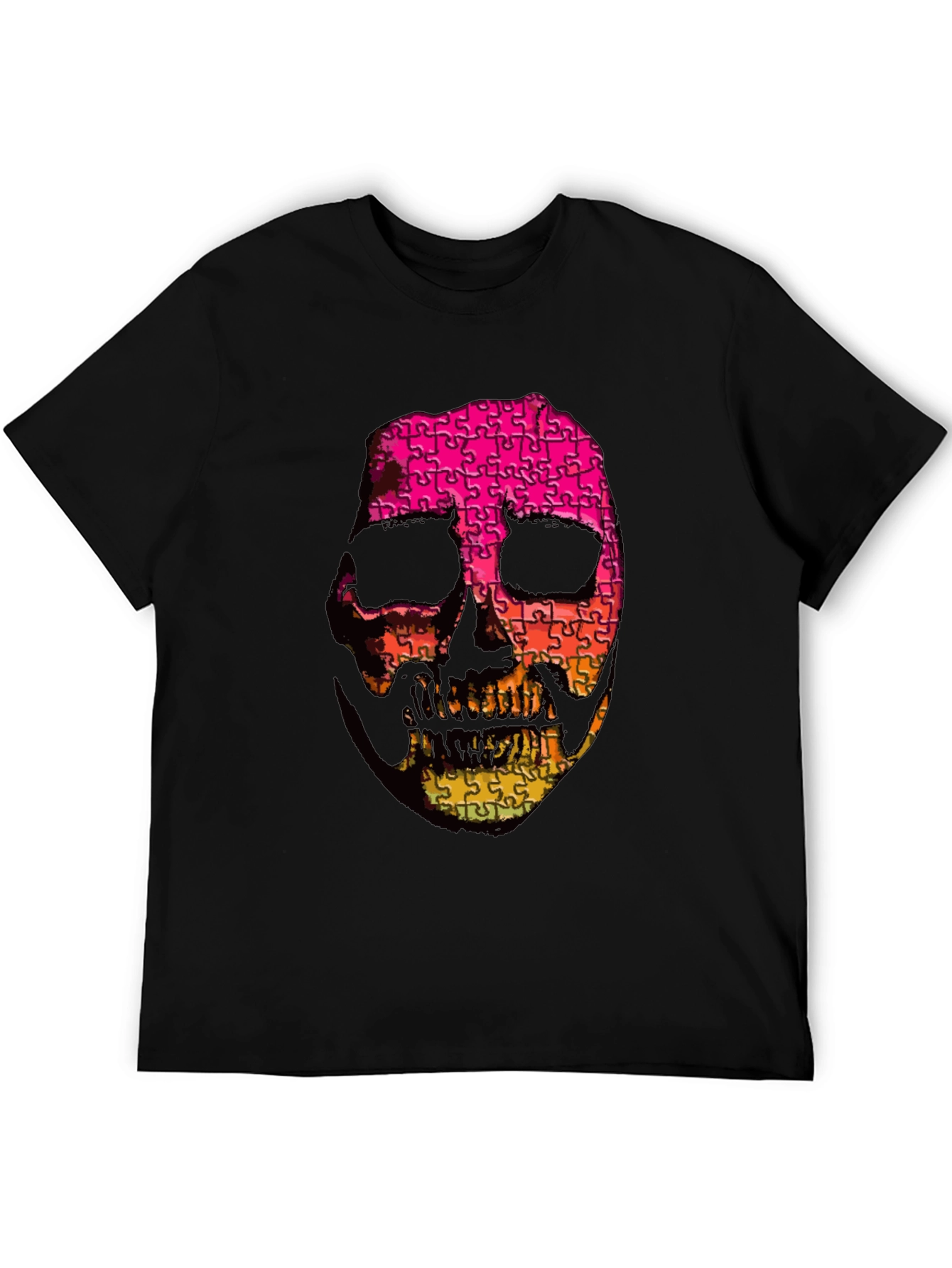 Puzzle Skull Graphic Tee - Mens Black T-Shirt