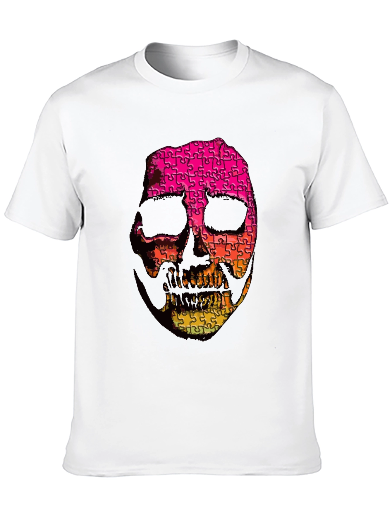 Puzzle Skull Graphic Tee - Mens Black T-Shirt