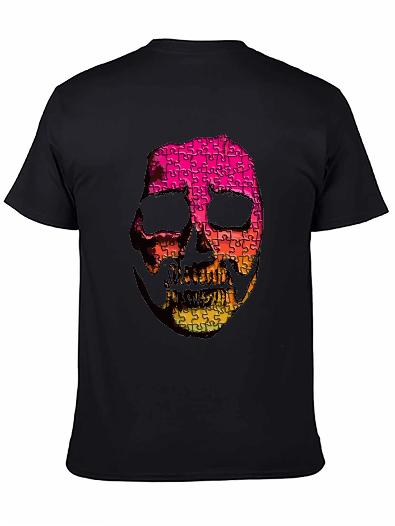 Puzzle Skull Graphic Tee - Mens Black T-Shirt