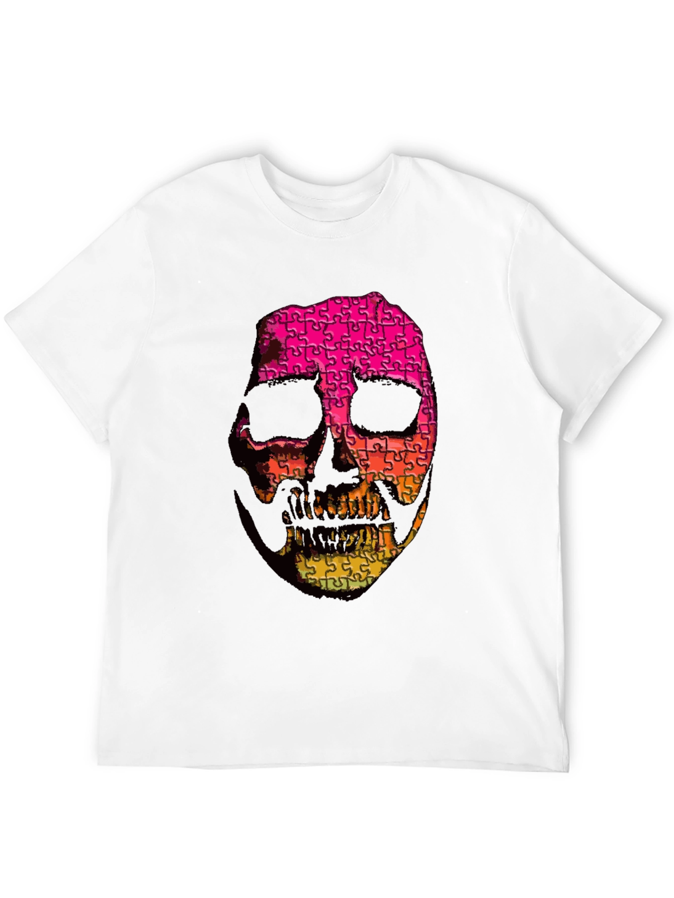 Puzzle Skull Graphic Tee - Mens Black T-Shirt