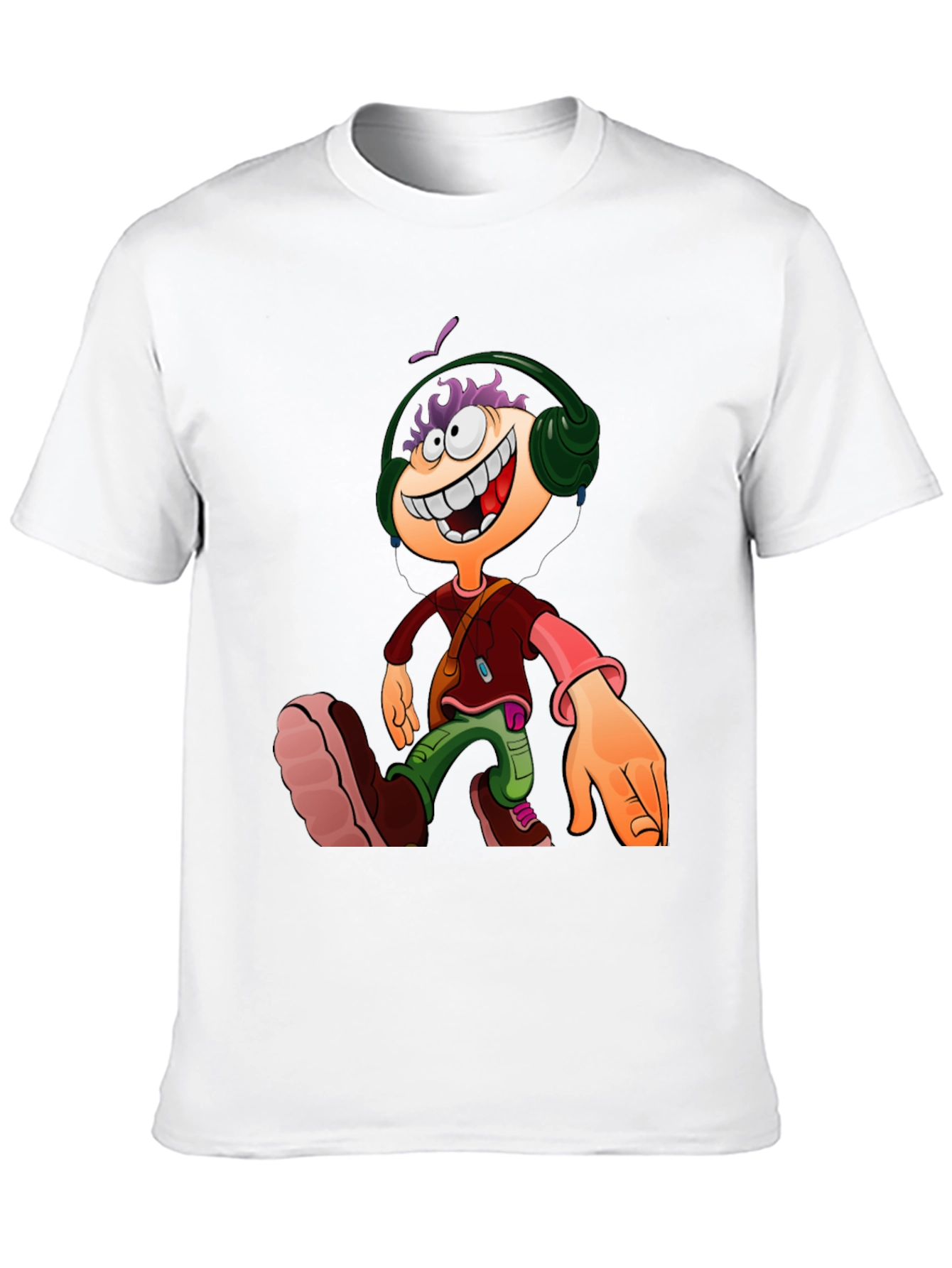 Cartoon Character Graphic Tee - Black Casual T-Shirt