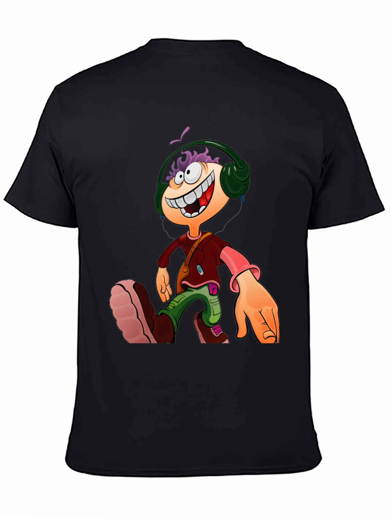 Cartoon Character Graphic Tee - Black Casual T-Shirt