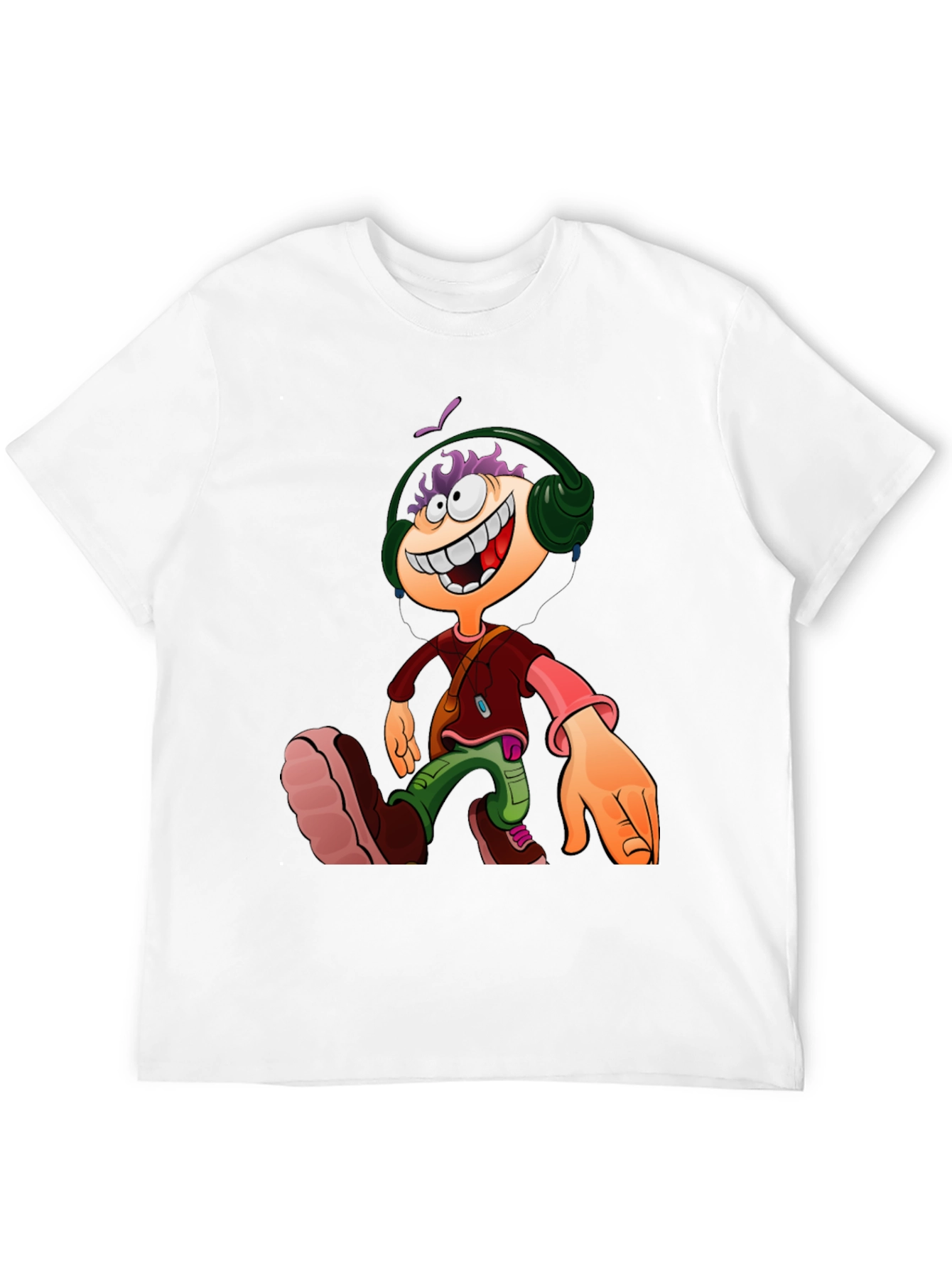 Cartoon Character Graphic Tee - Black Casual T-Shirt