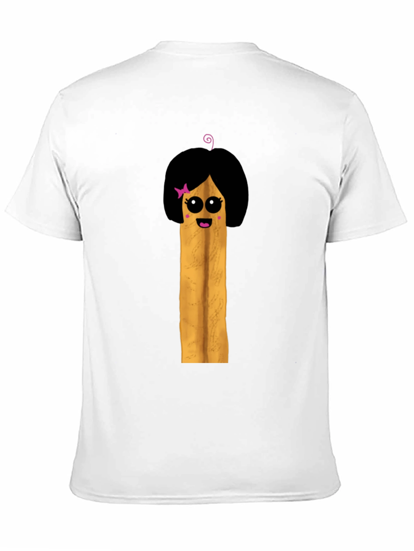 Fun Cartoon French Fry Girl Black T-Shirt