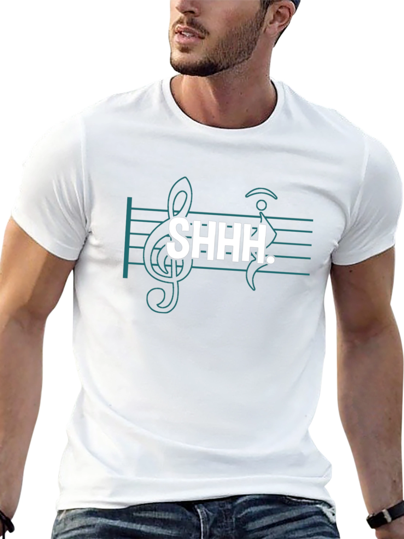 Musical Shhh Graphic Tee - Black Cotton Blend