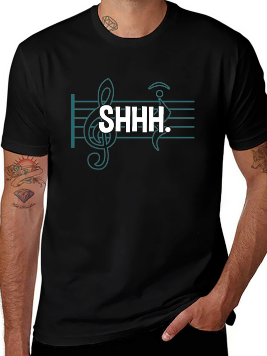 Musical Shhh Graphic Tee - Black Cotton Blend