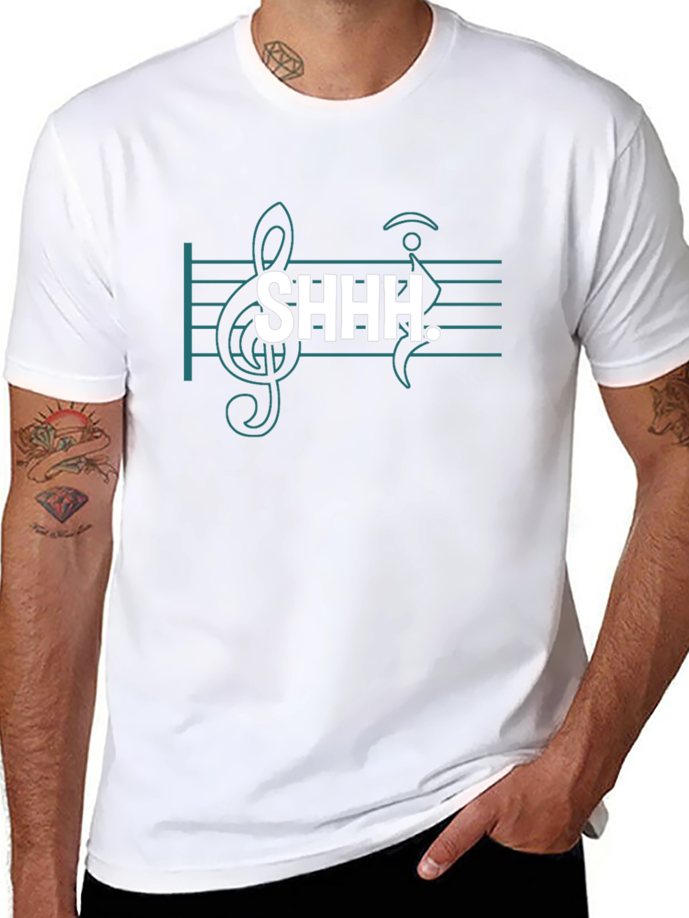 Musical Shhh Graphic Tee - Black Cotton Blend