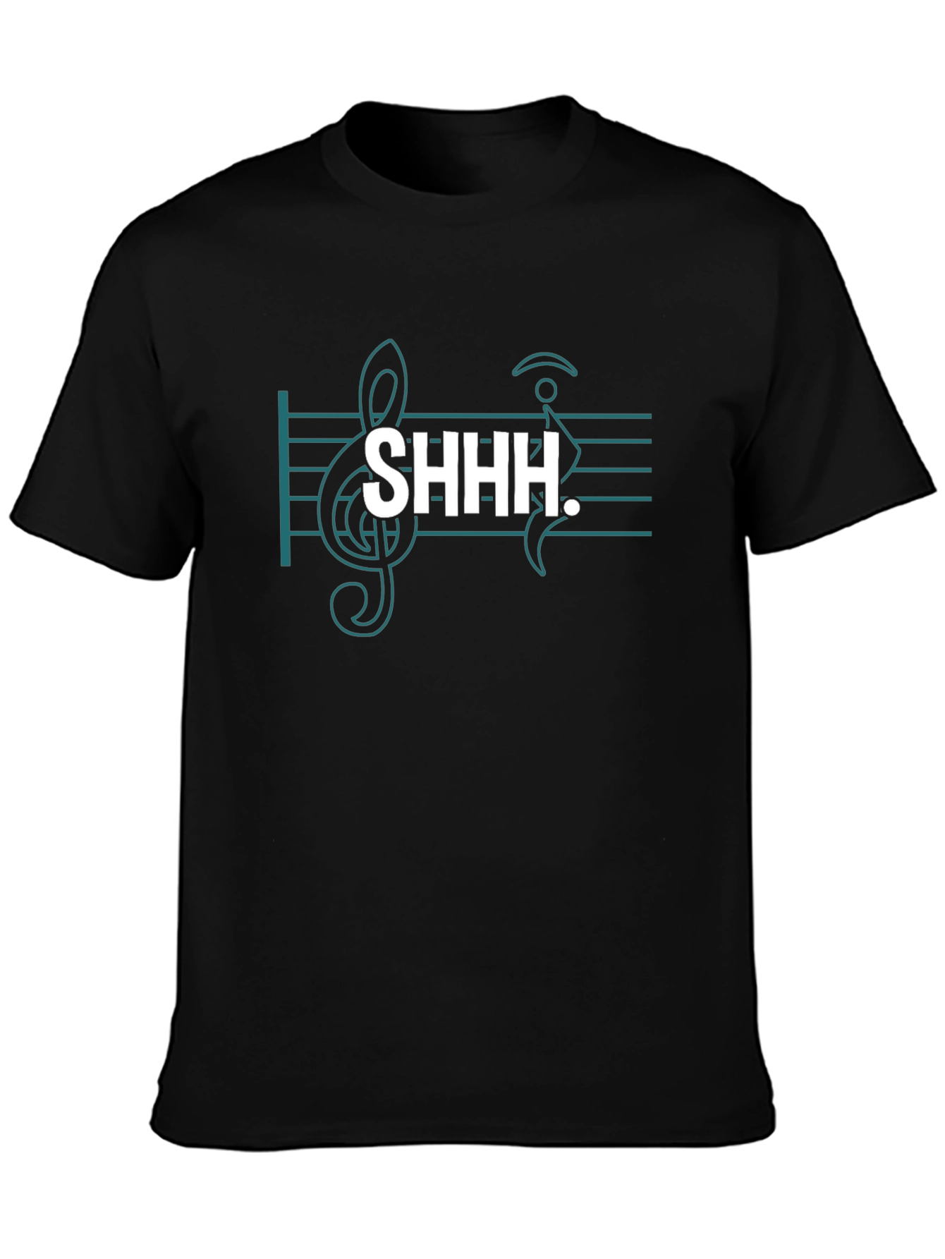 Musical Shhh Graphic Tee - Black Cotton Blend