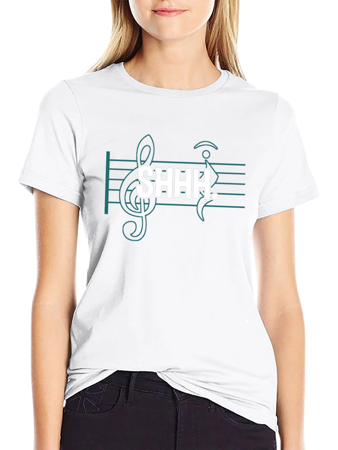 Musical Shhh Graphic Tee - Black Cotton Blend