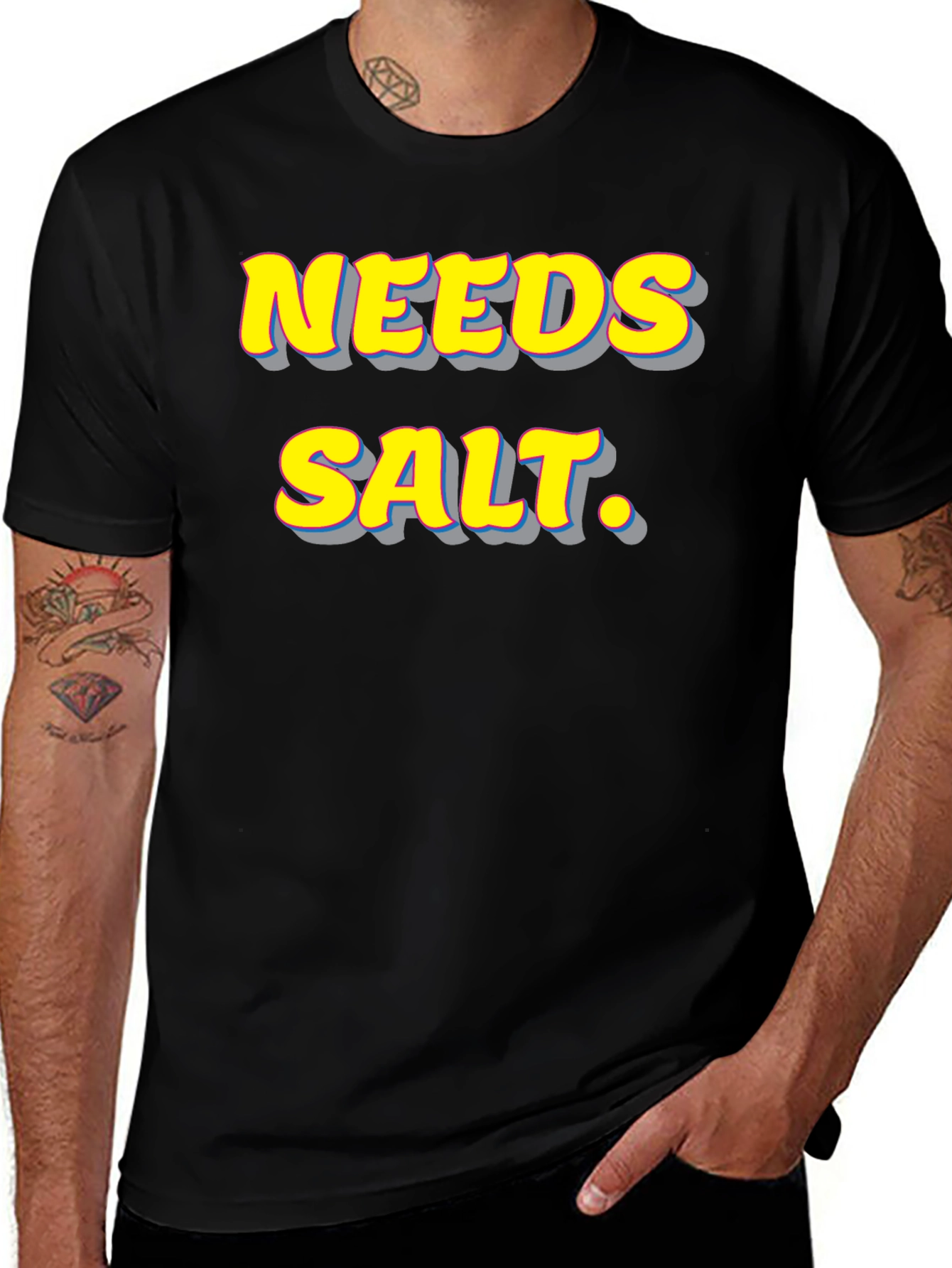 Needs Salt. Graphic T-Shirt - Funny Foodie Tee