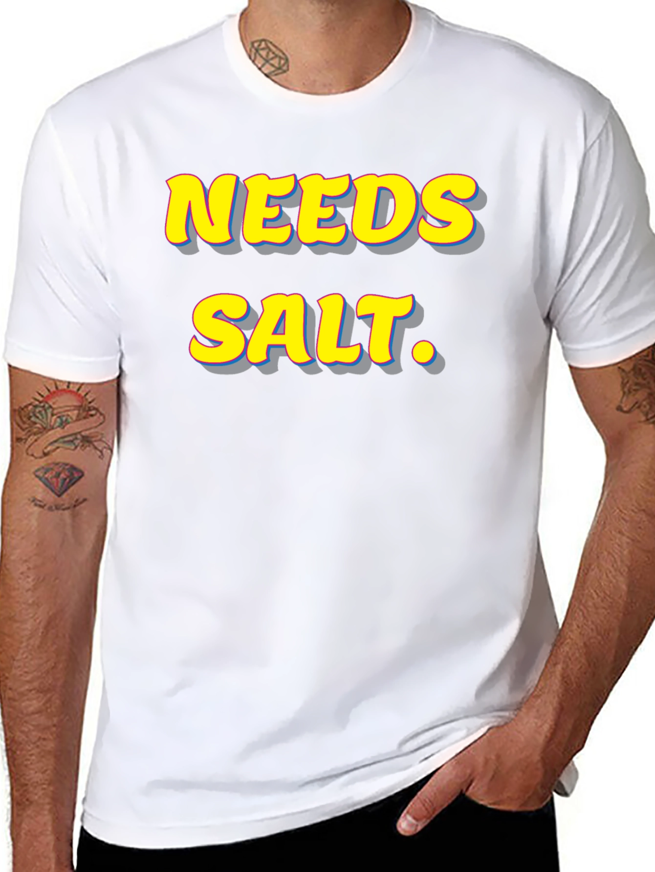 Needs Salt. Graphic T-Shirt - Funny Foodie Tee