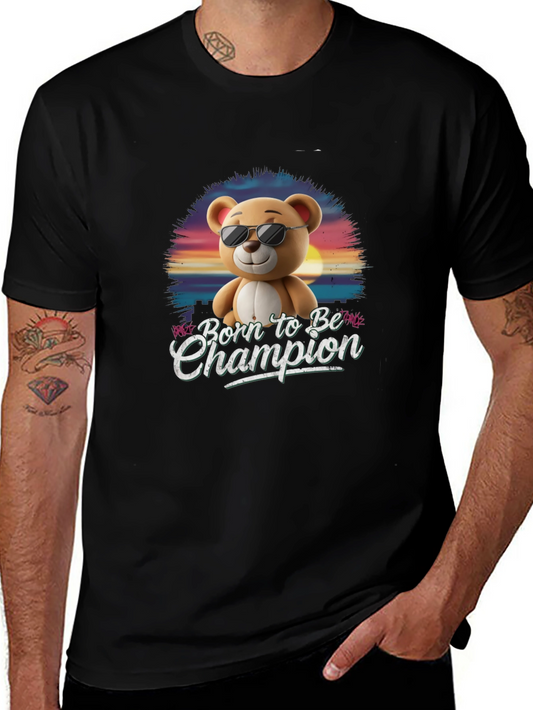 Born to Be Champion Graphic T-Shirt - Bear with Shades
