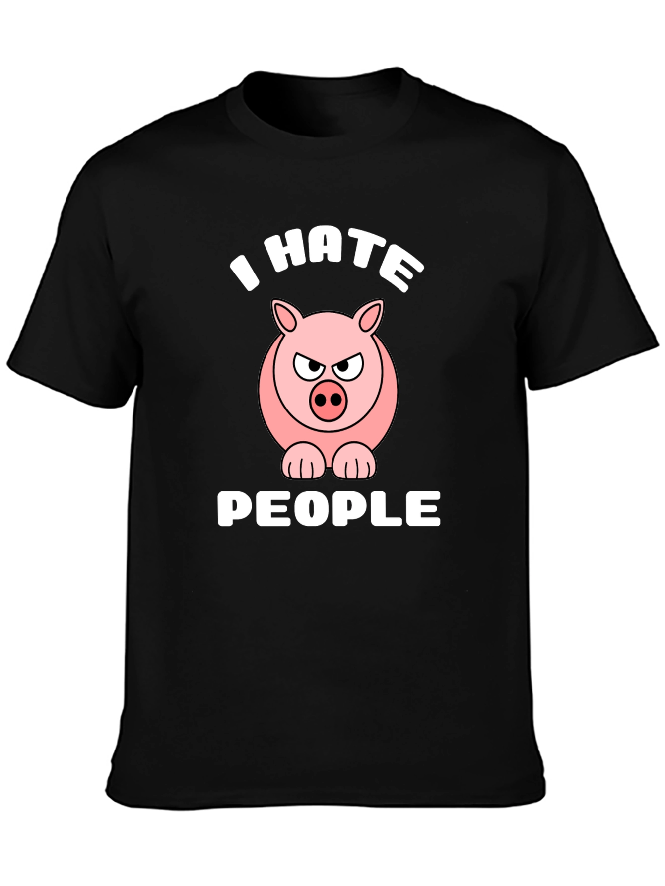 I Hate People Angry Pig Graphic T-Shirt