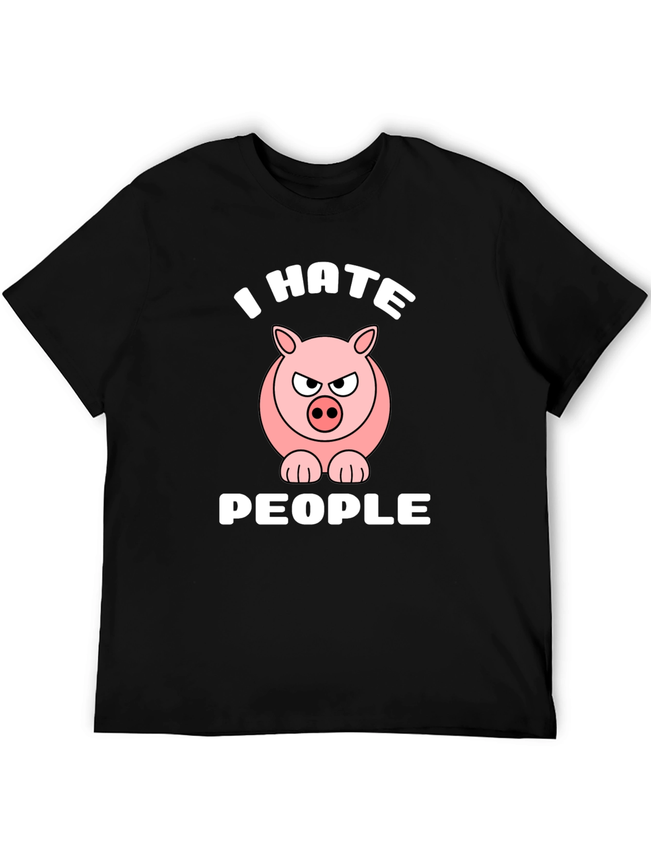 I Hate People Angry Pig Graphic T-Shirt