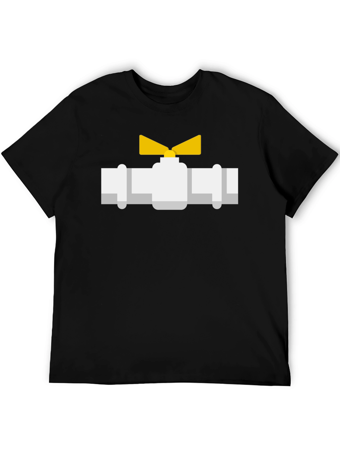 Plumbing Valve Graphic Tee - Black Cotton T-Shirt