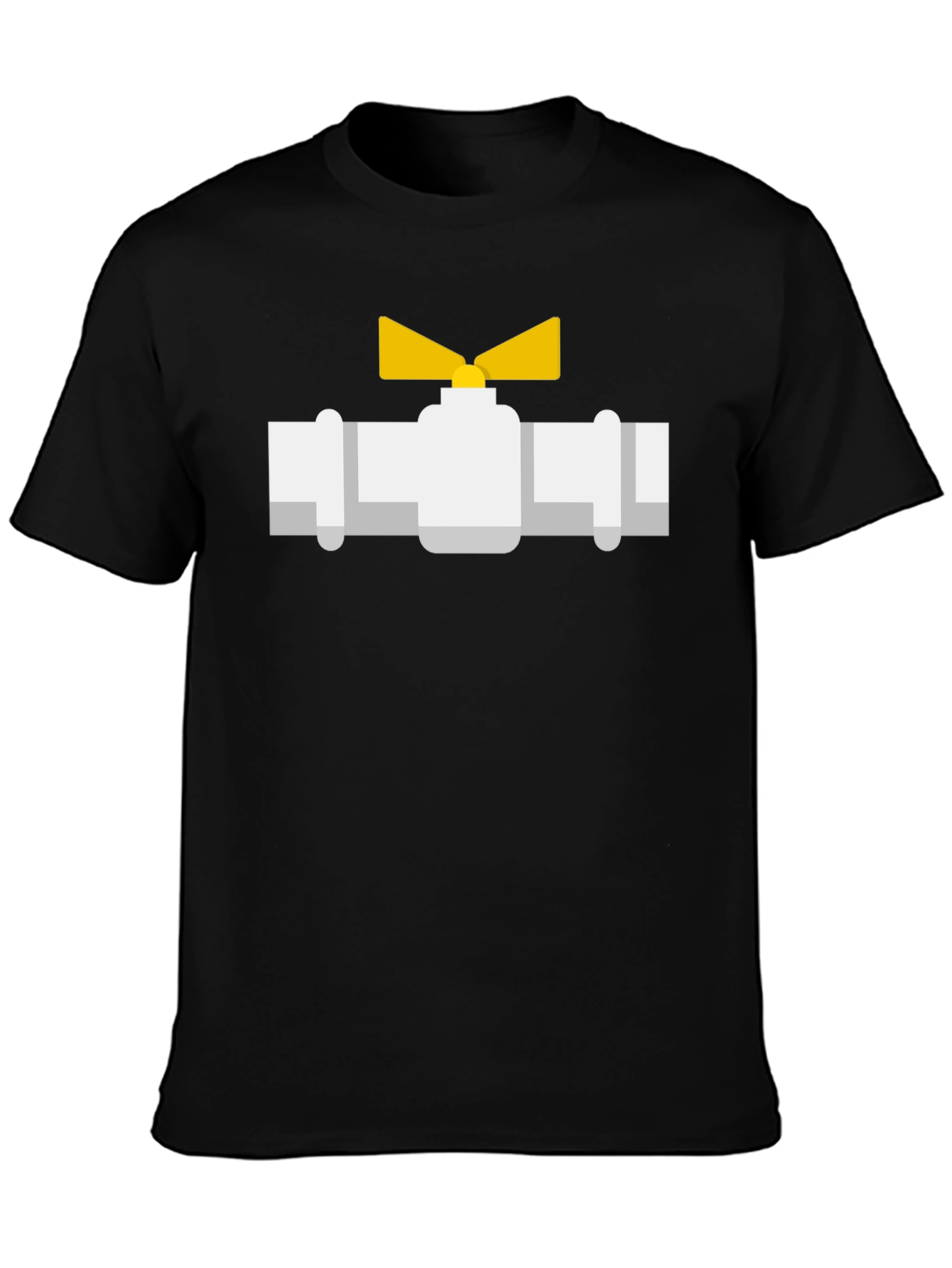 Plumbing Valve Graphic Tee - Black Cotton T-Shirt