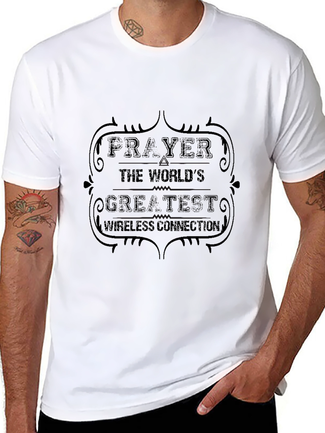 Prayer Wireless Connection Black Graphic Tee