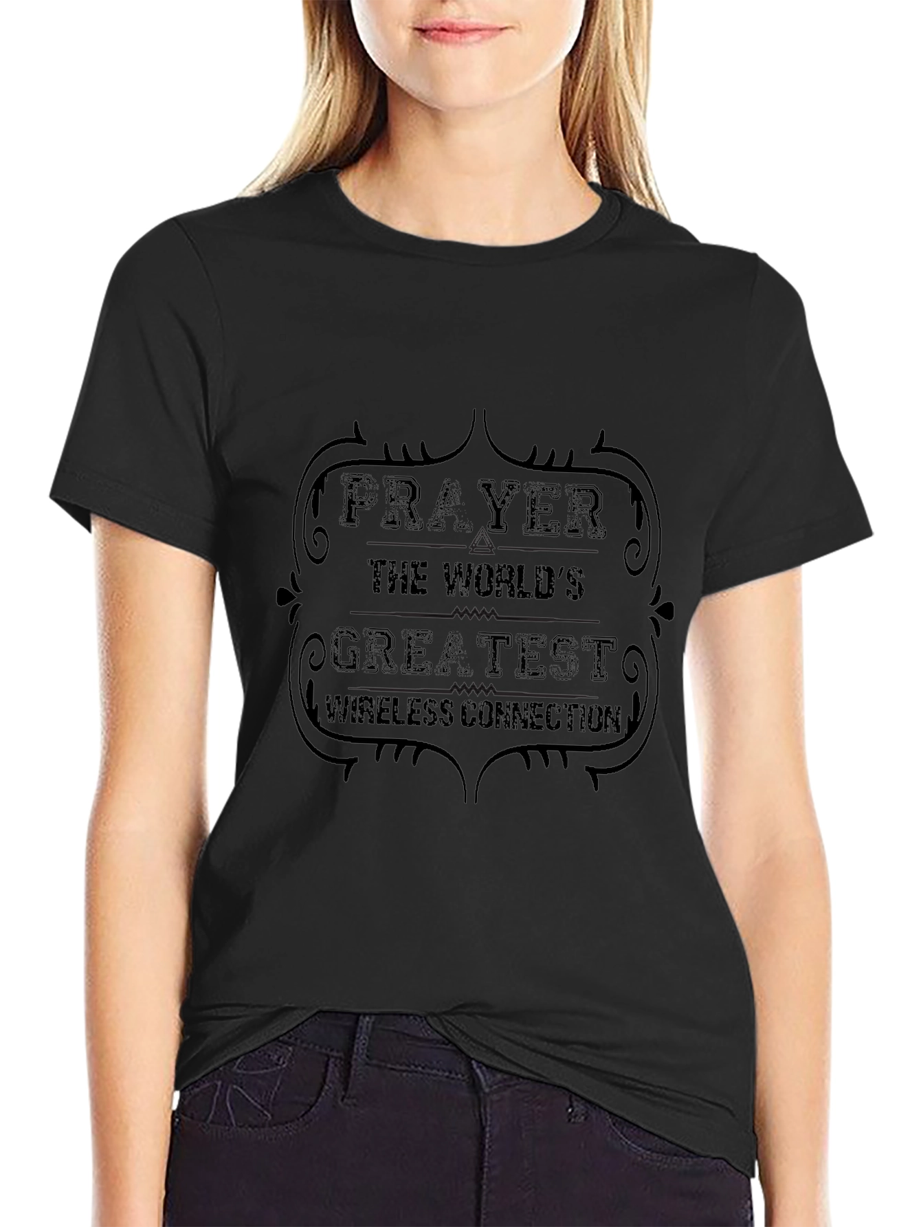 Prayer Wireless Connection Black Graphic Tee