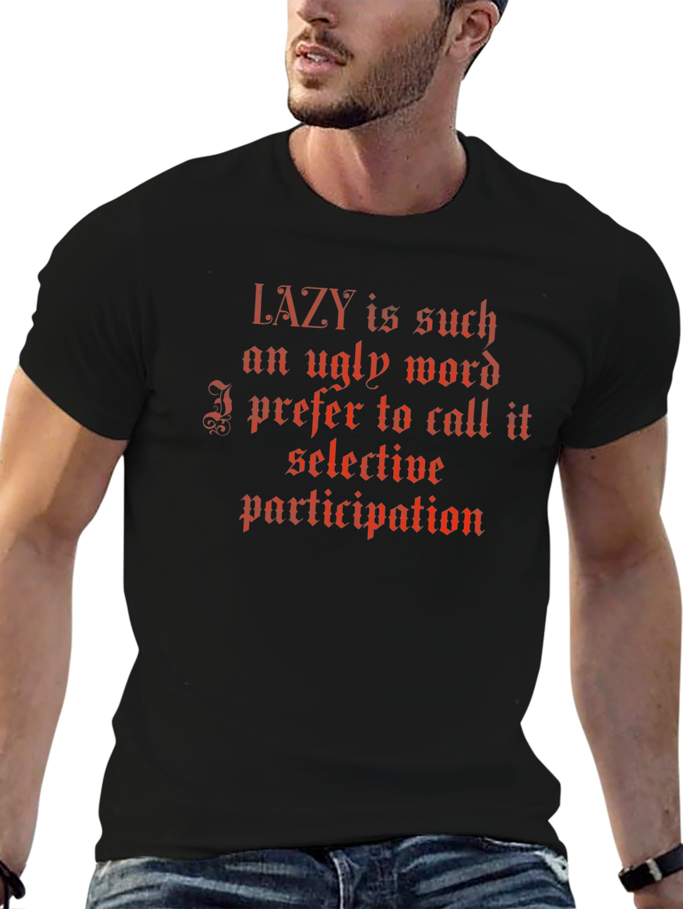 Lazy Selective Participation T-Shirt - Black