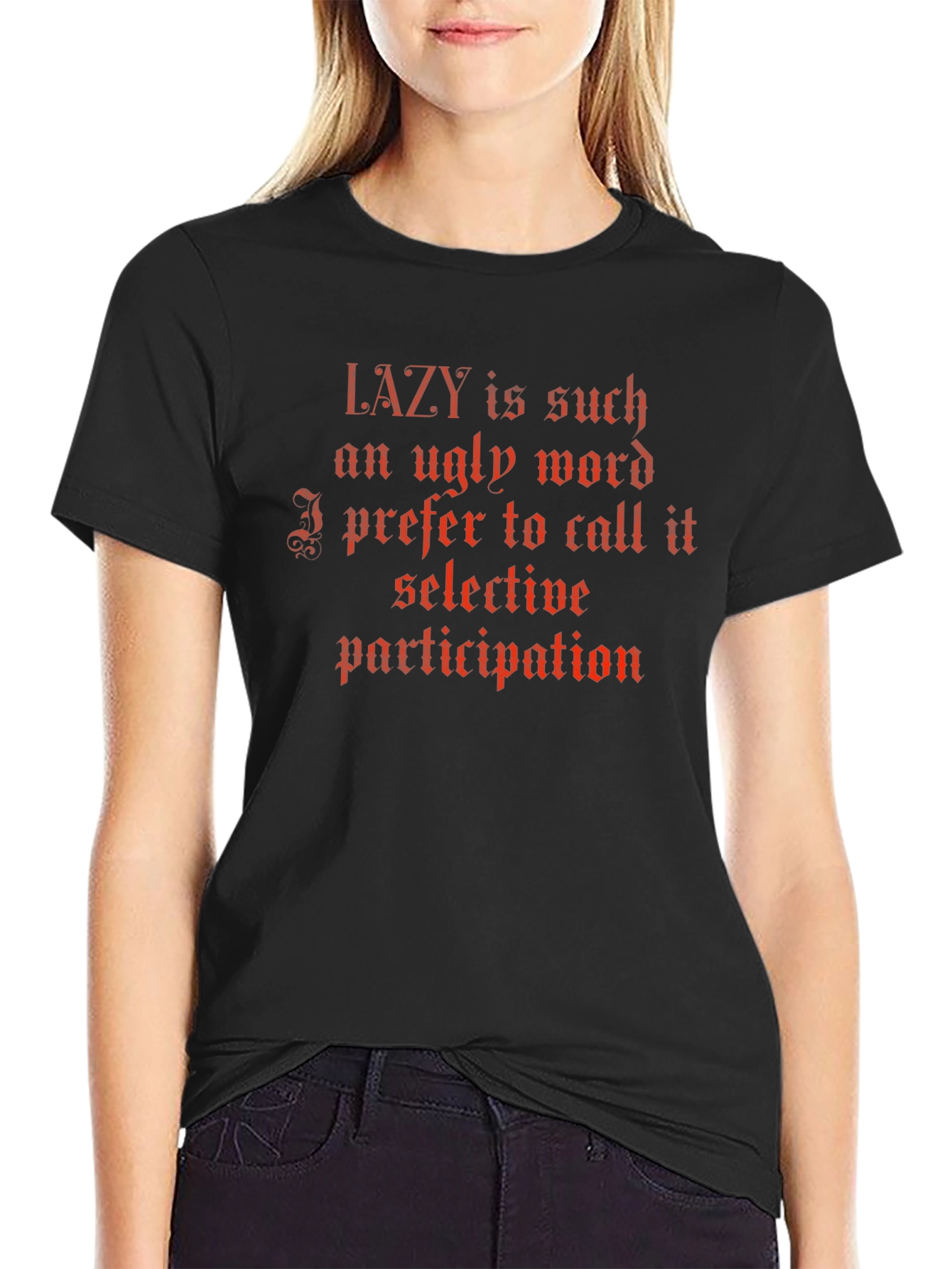 Lazy Selective Participation T-Shirt - Black
