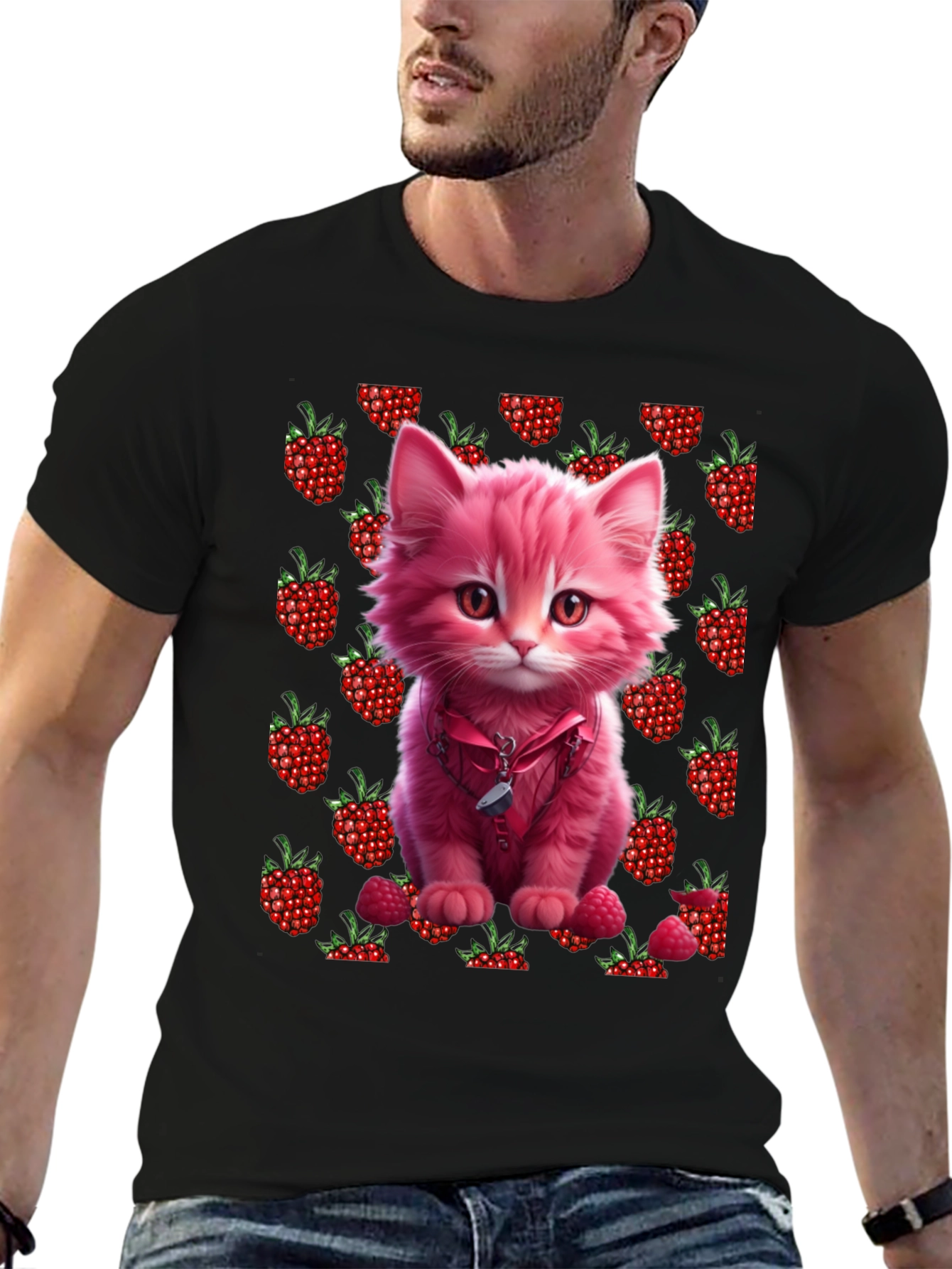 Raspberry Kitty Graphic T-Shirt